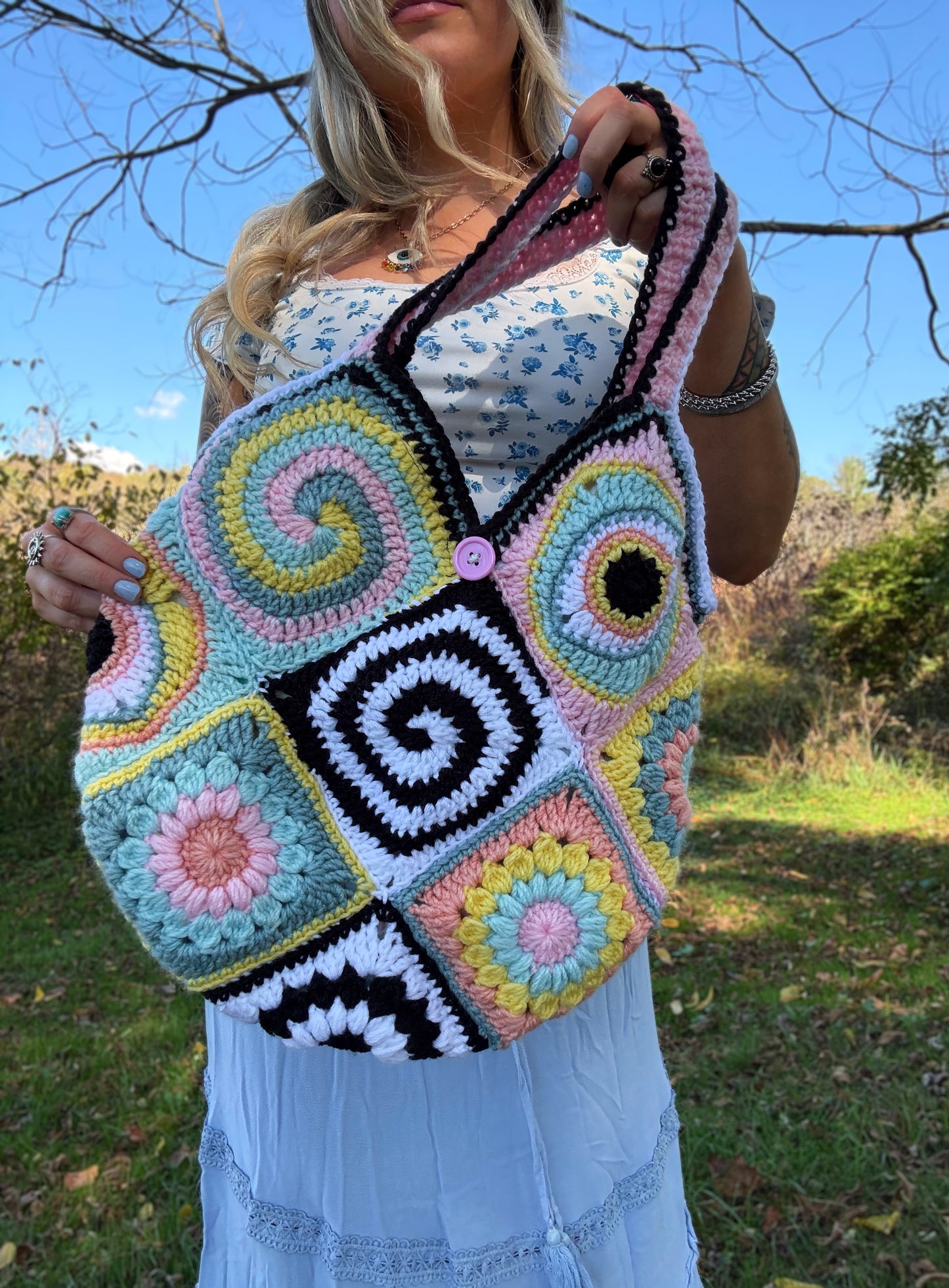 (Lined) Trippy Patchwork Purse