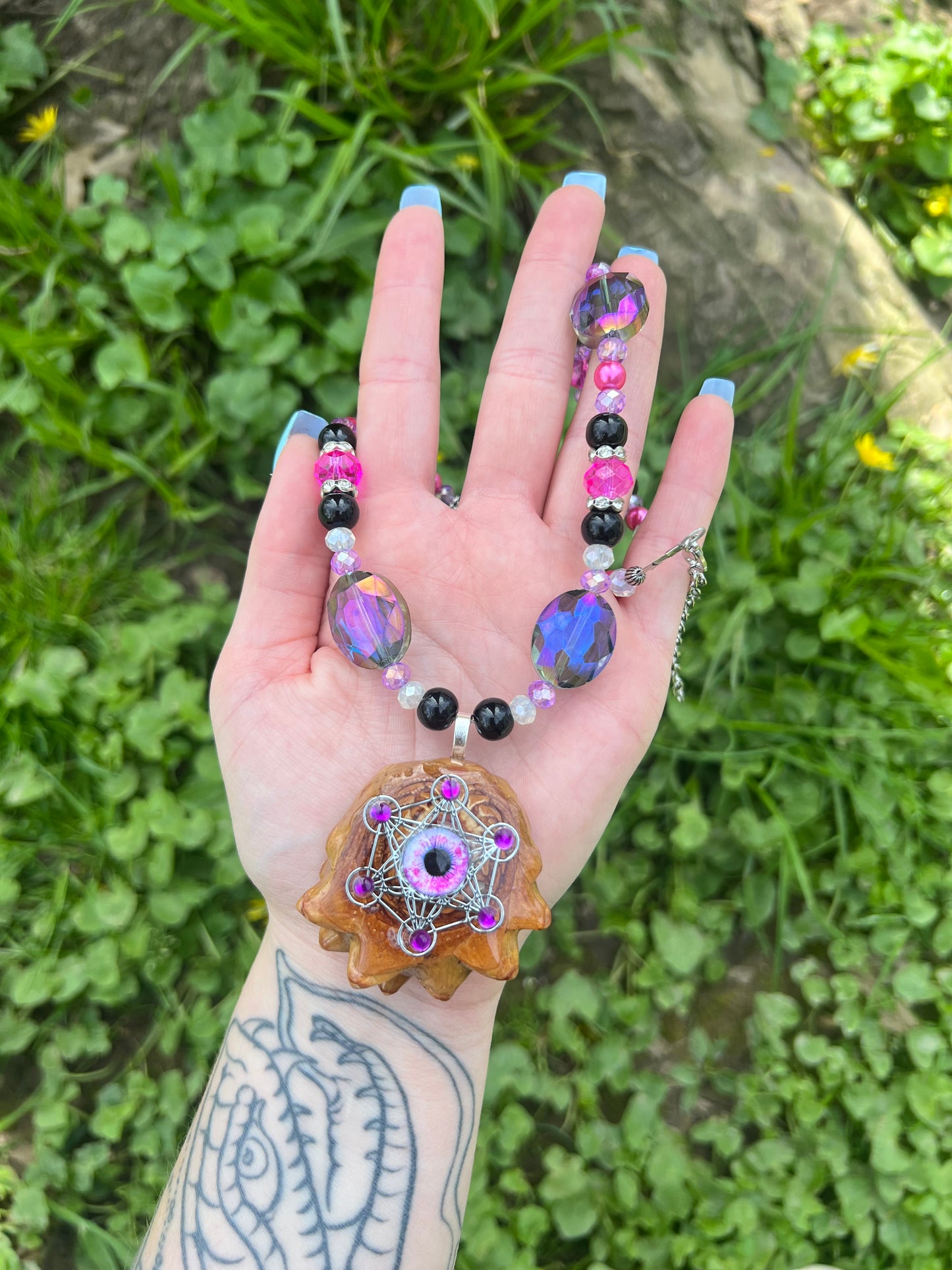 Beaded Pinecone Necklace 18-22”