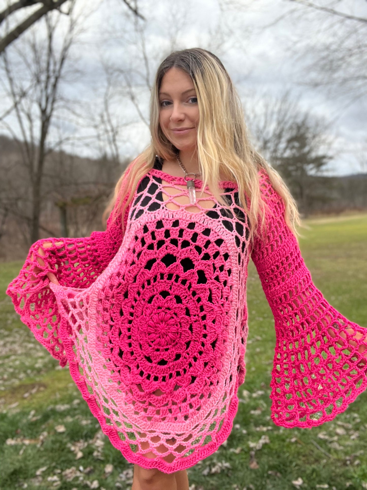 M/L Mandala Dress - Bell Sleeves