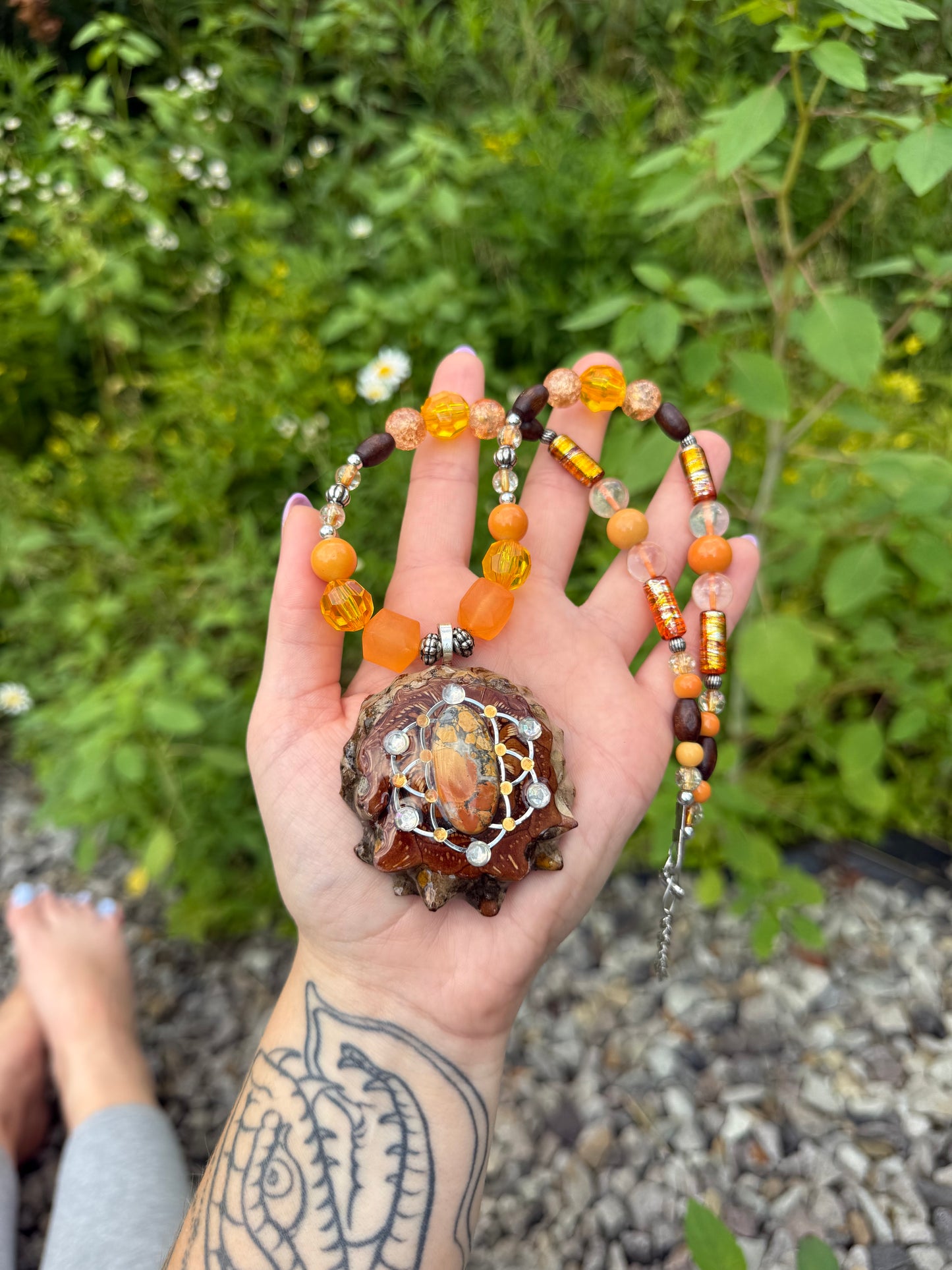 The Tangerine Temple Pinecone Necklace