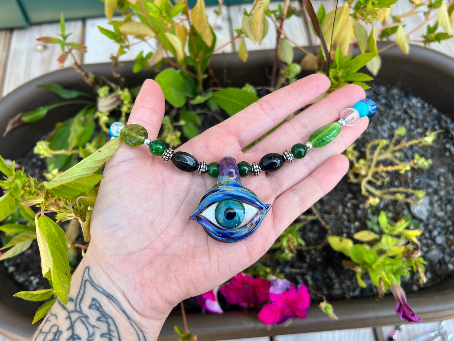 Third Eye Beaded Necklace 18-21”
