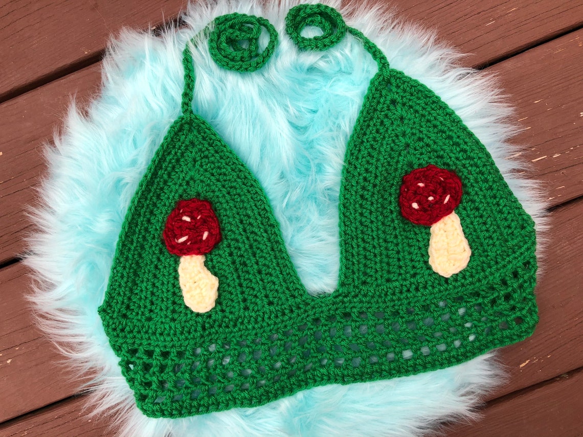 S/M Crochet Mushroom Bralette