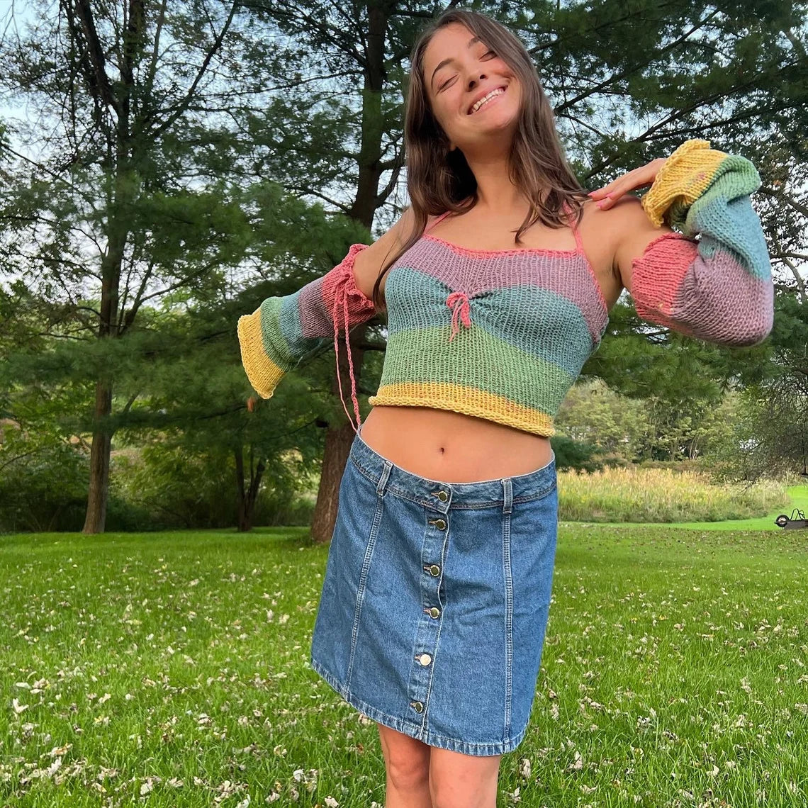 XS/S Knit Crop Top with Sleeves