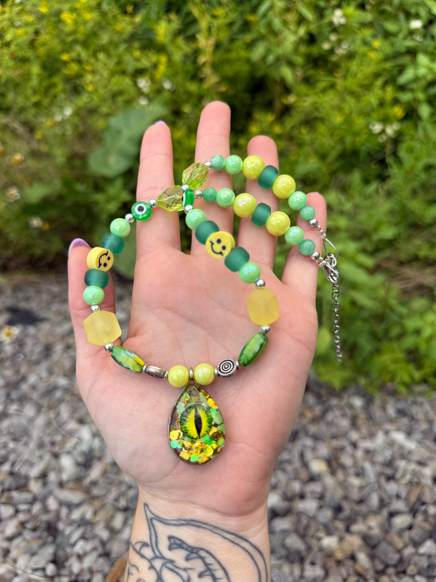 Green Goblin Beaded Choker 16-18”