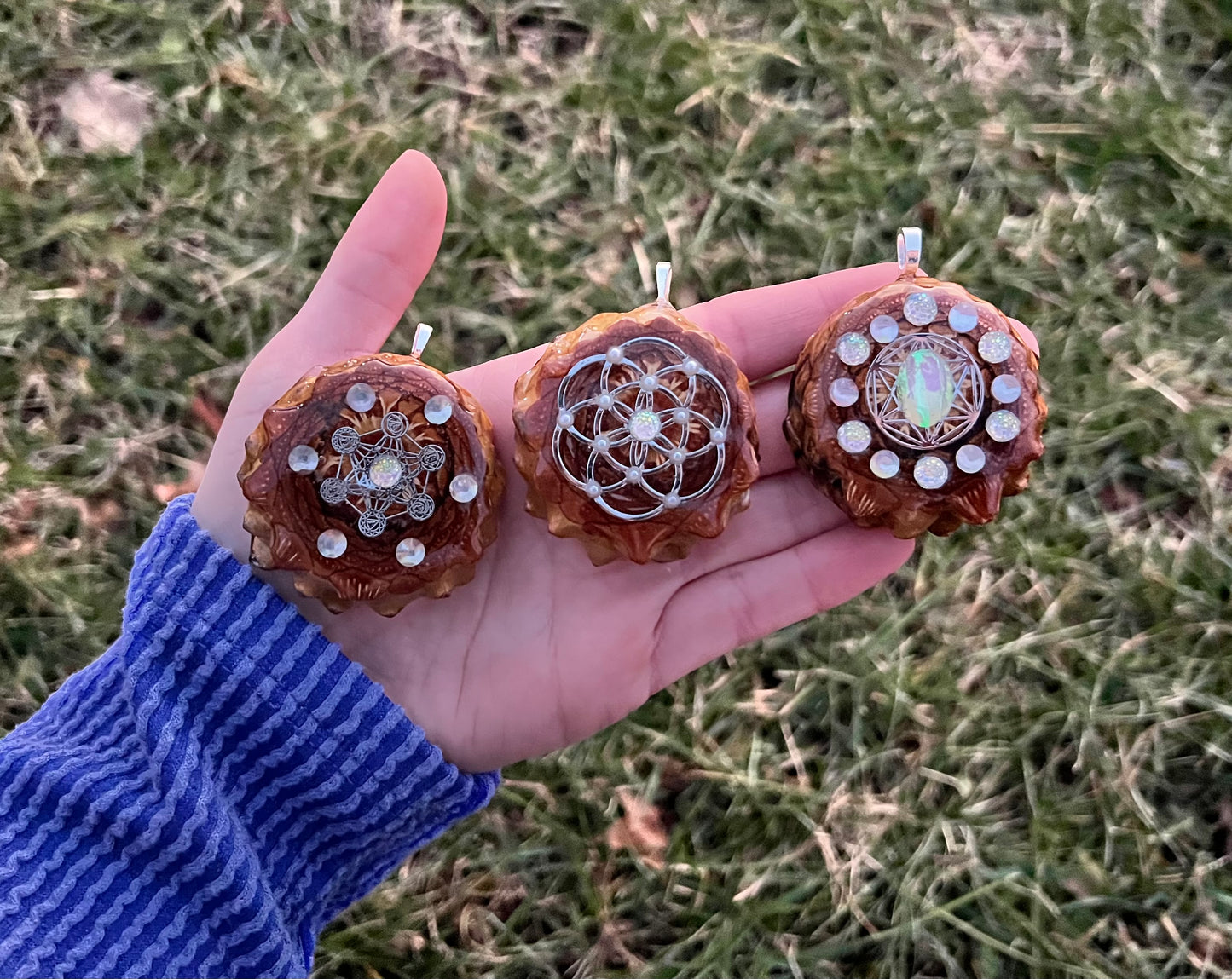 Geometric Pinecone Pendants