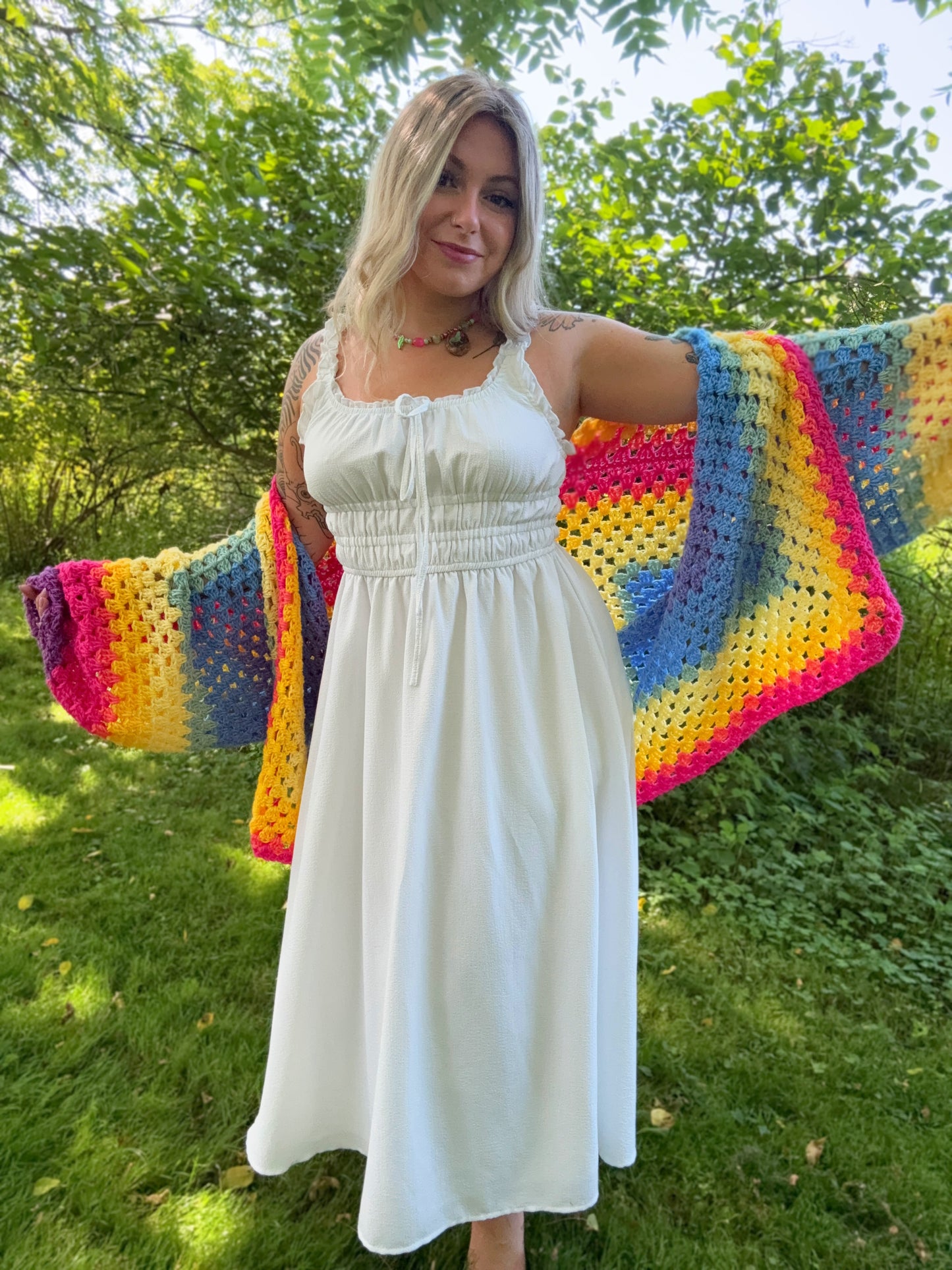 One Size Lightweight Rainbow Cardigan