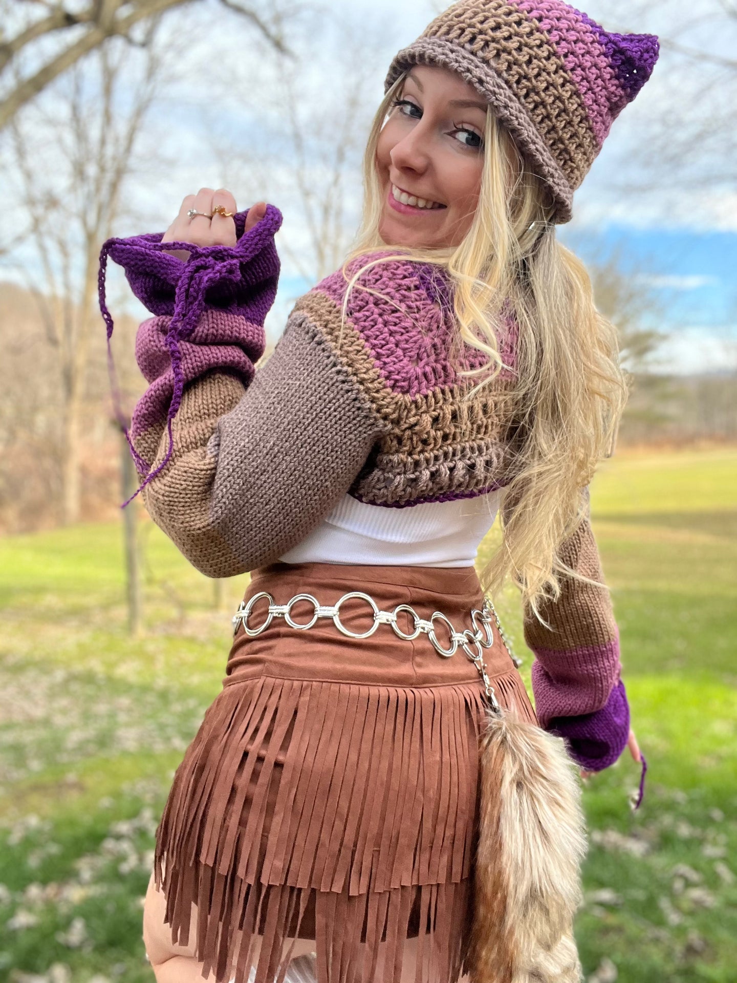 S/L Shrug & Kitten Beanie Set
