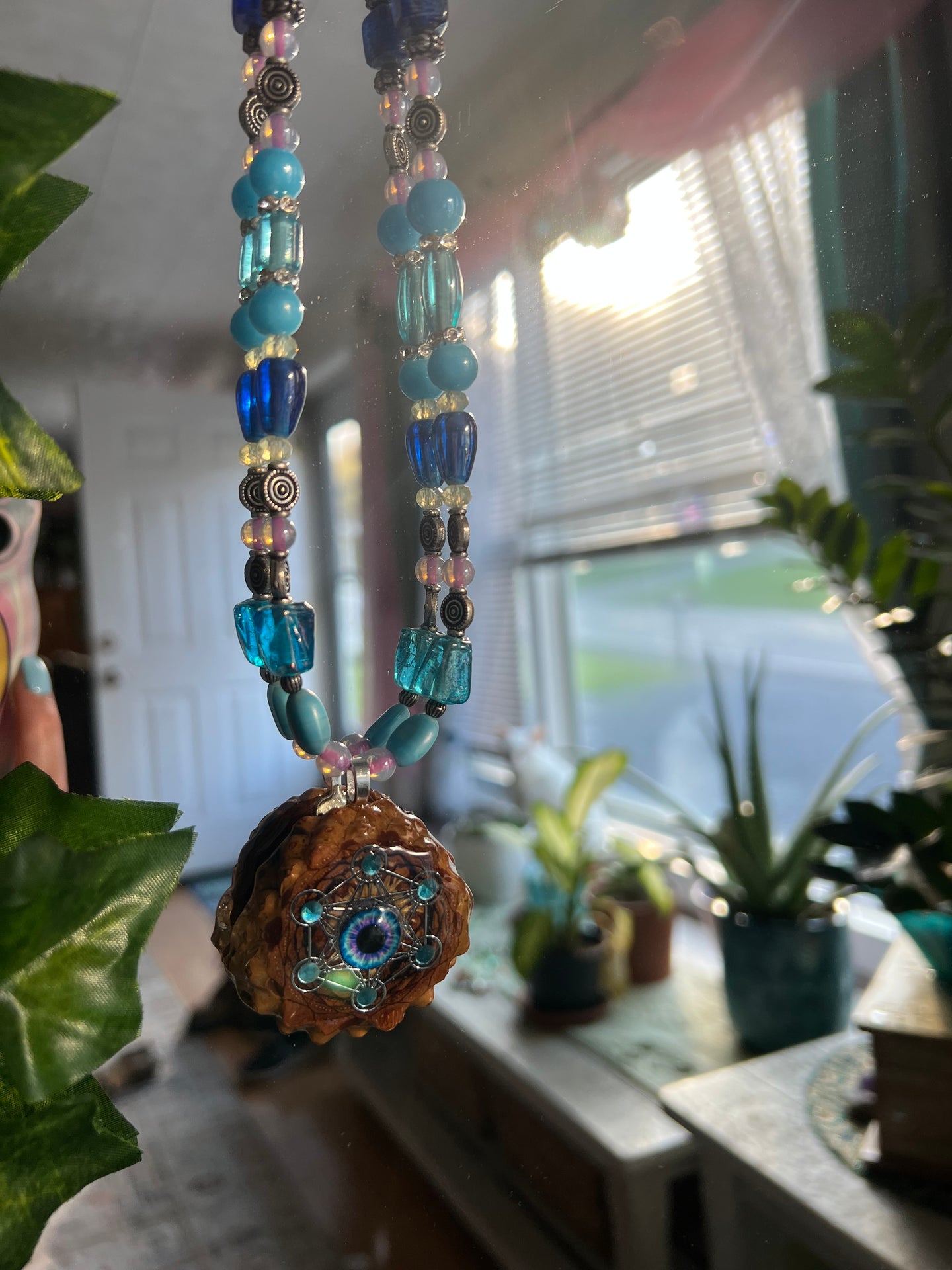 Third Eye Beaded Pinecone Necklace 22-25”