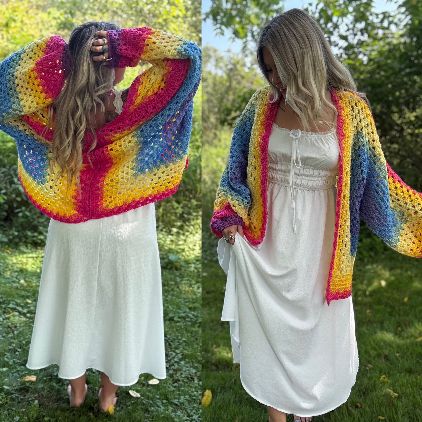 One Size Lightweight Rainbow Cardigan