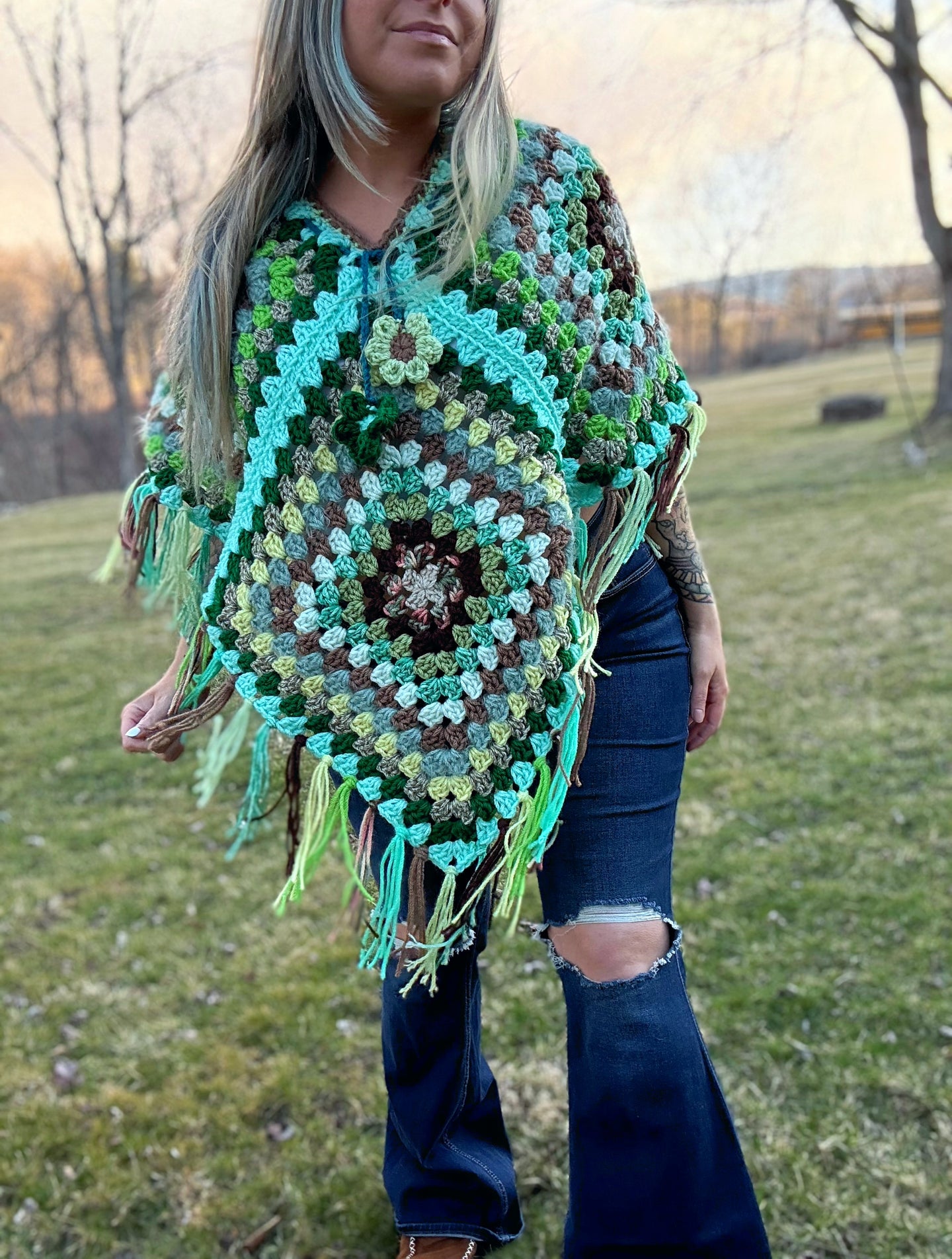 Oversized Fringe Poncho