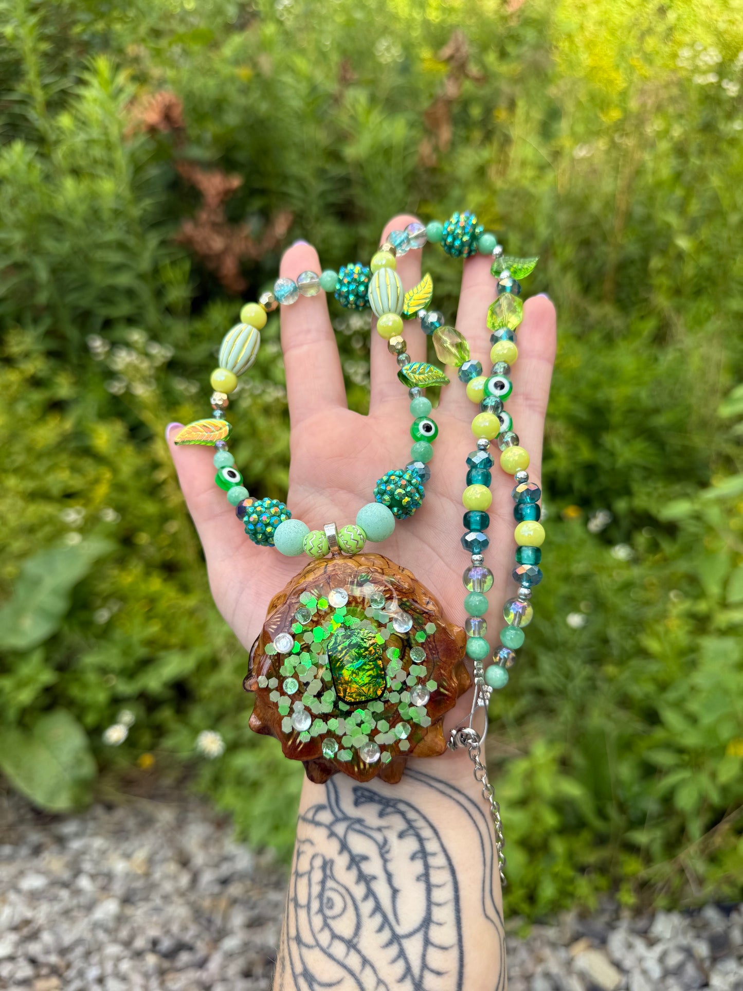 Beaded Pinecone Necklace 24-26”