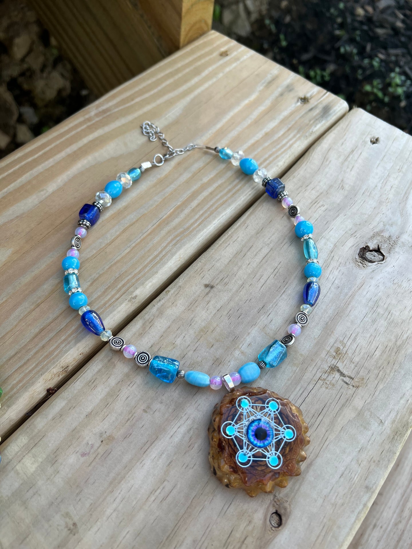 Third Eye Beaded Pinecone Necklace 22-25”
