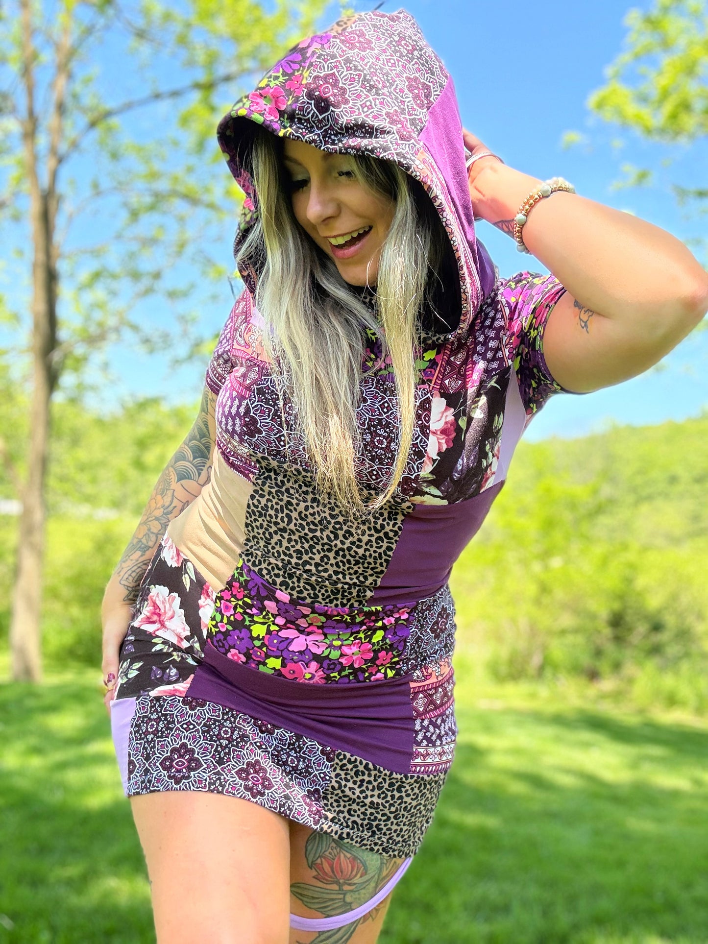 Medium Hooded Patchwork Dress