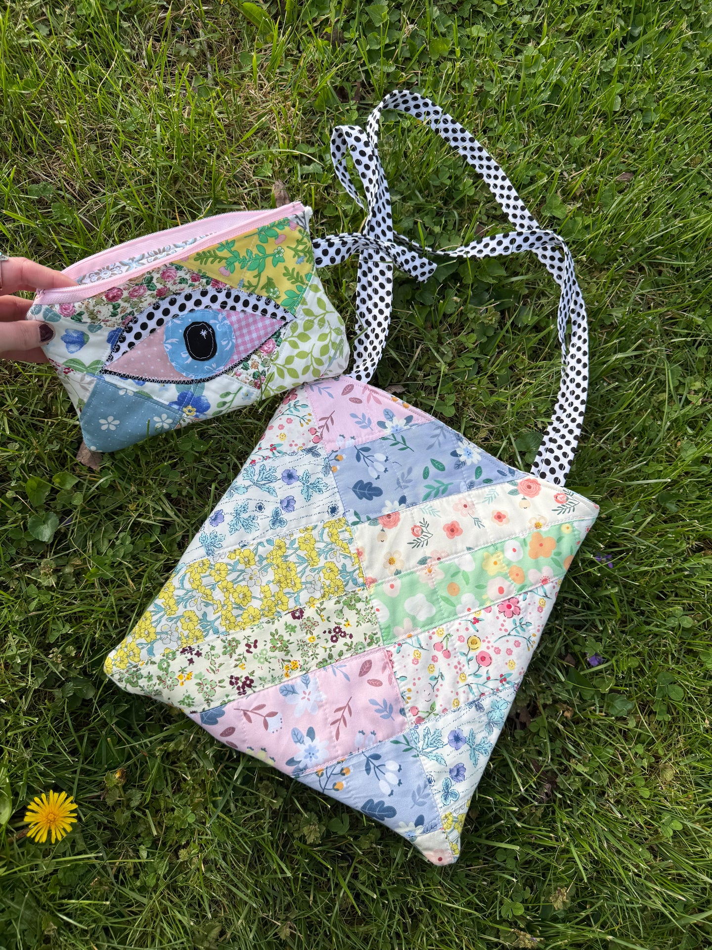 Patchwork Tote & Zipper Pouch Set