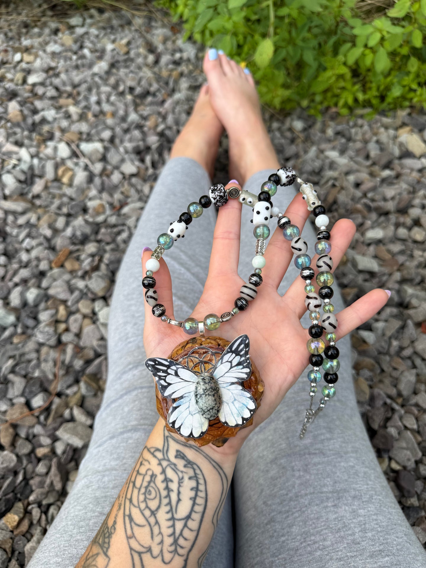 The Monarch Moon Beaded Pinecone Necklace 25-27”