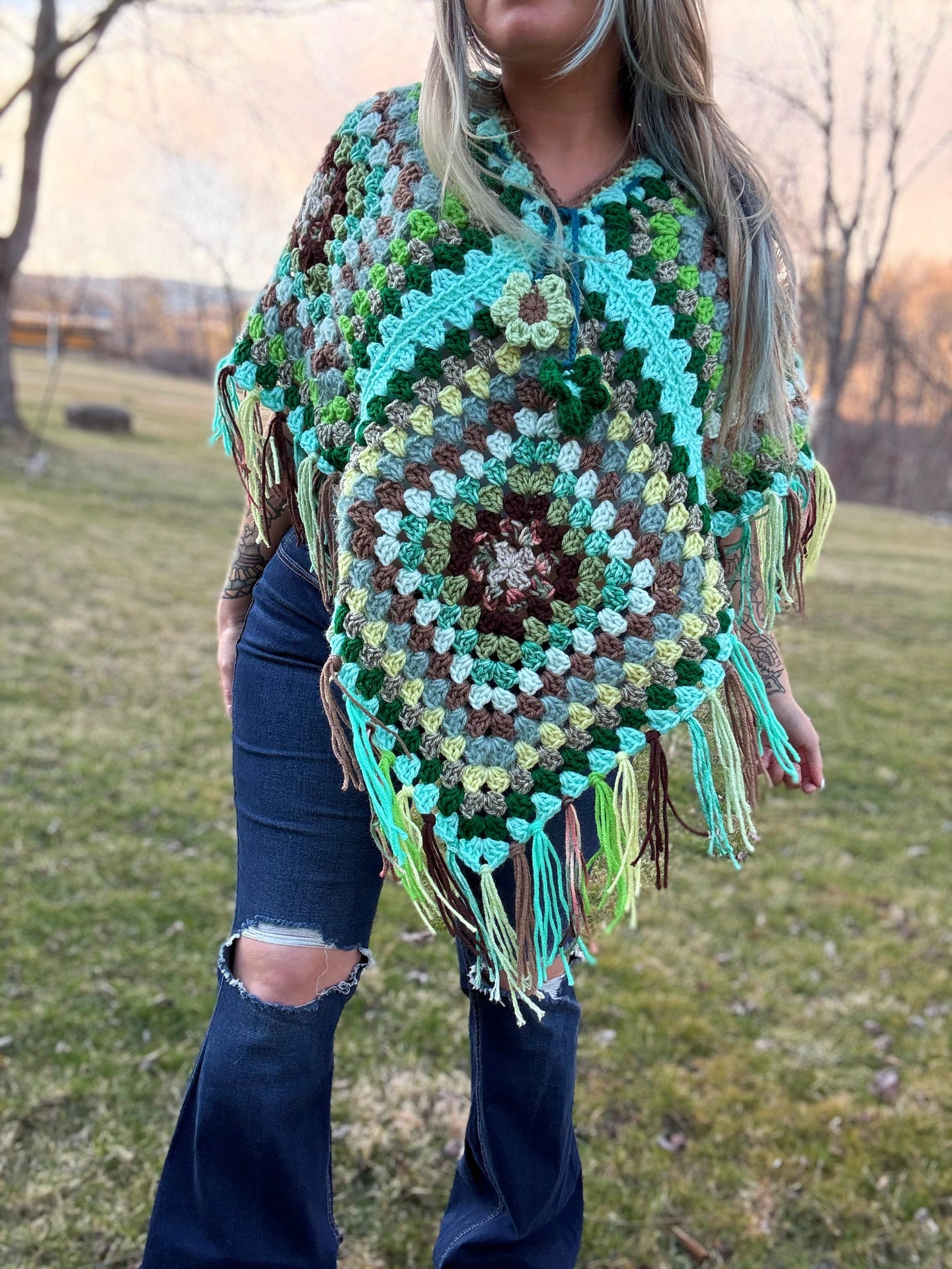 Oversized Fringe Poncho