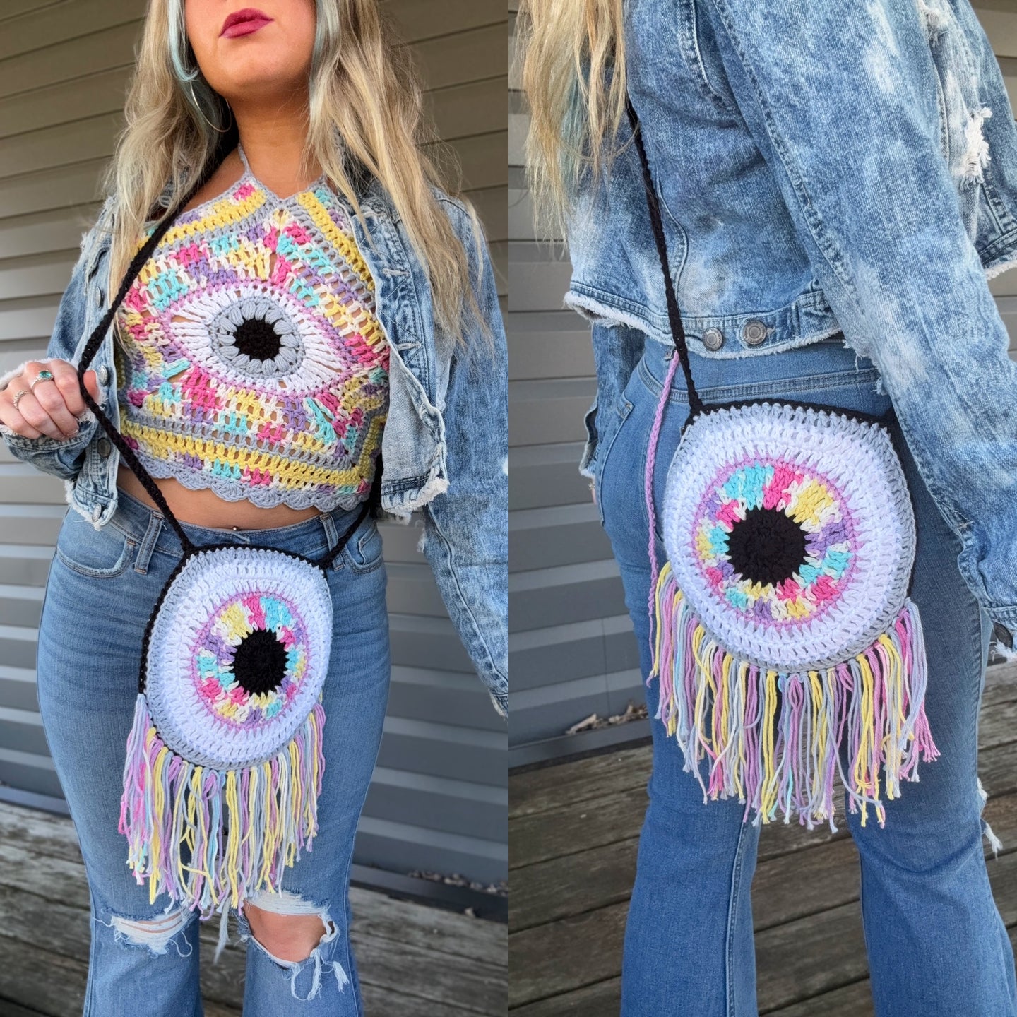 Fringe Evil Eye Purse (No Liner)