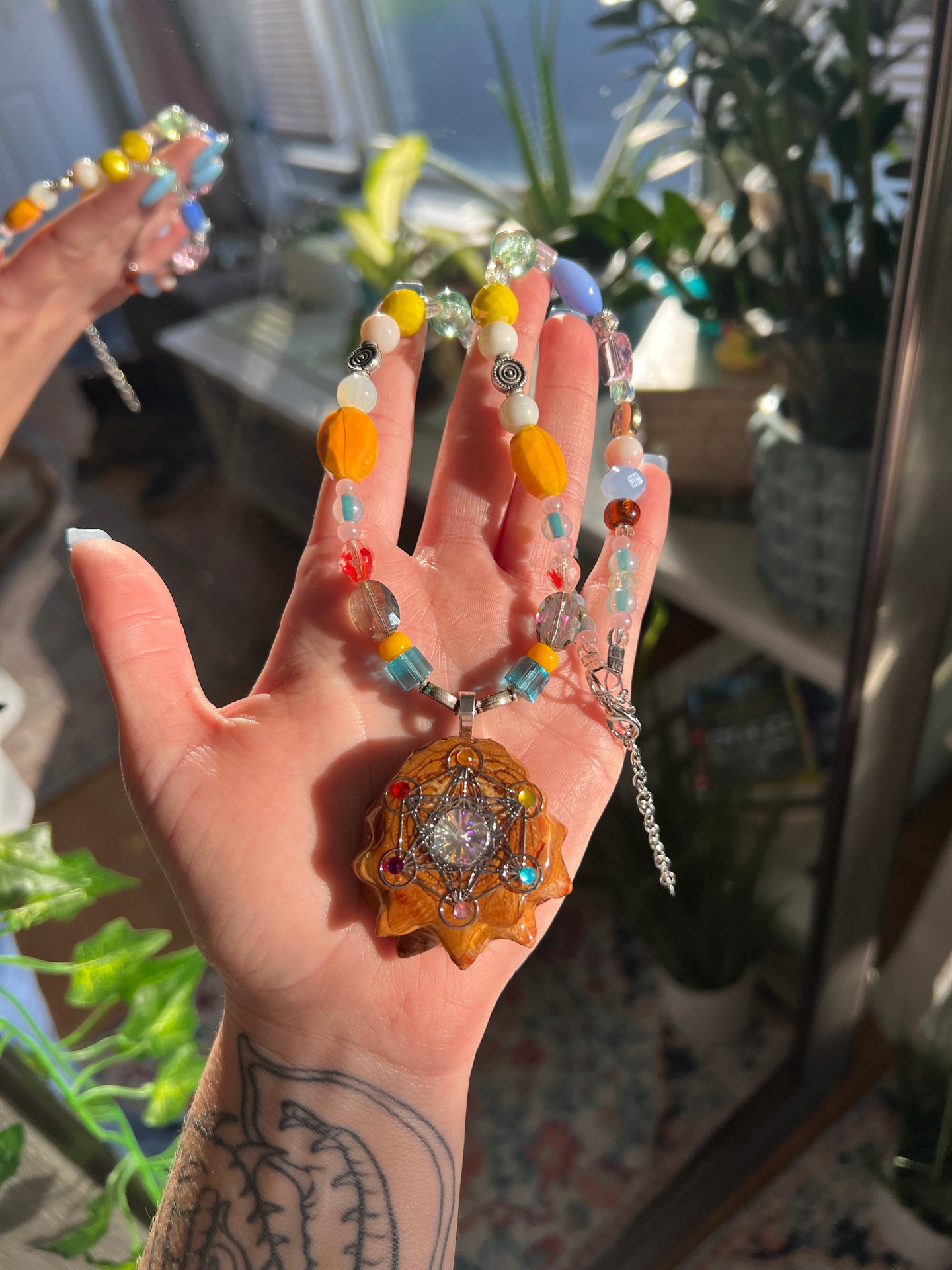 Beaded Pinecone Necklace 22-24”