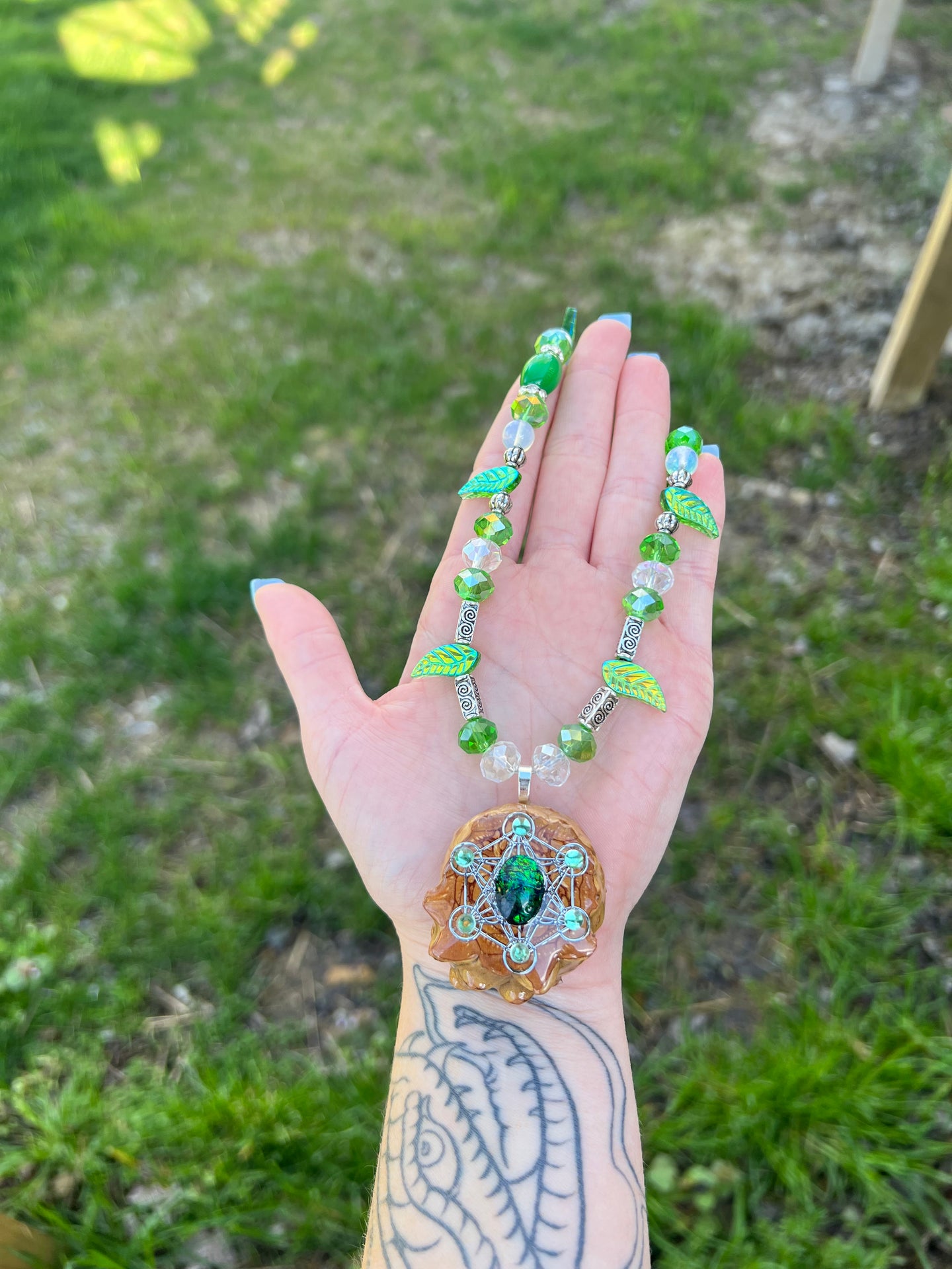 Forest Fairy Beaded Pinecone Pendant