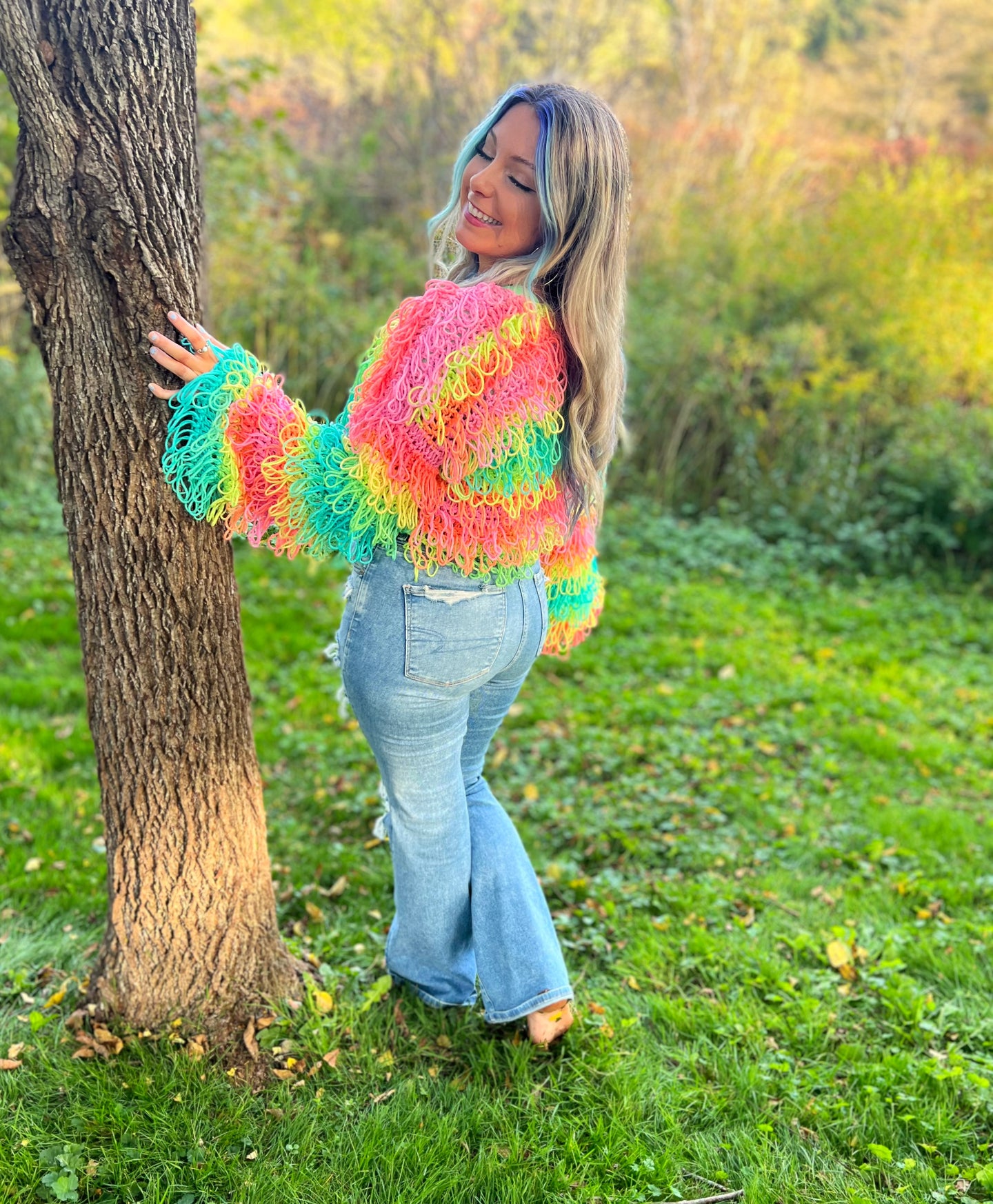 S/M Cropped Shaggy Cardigan