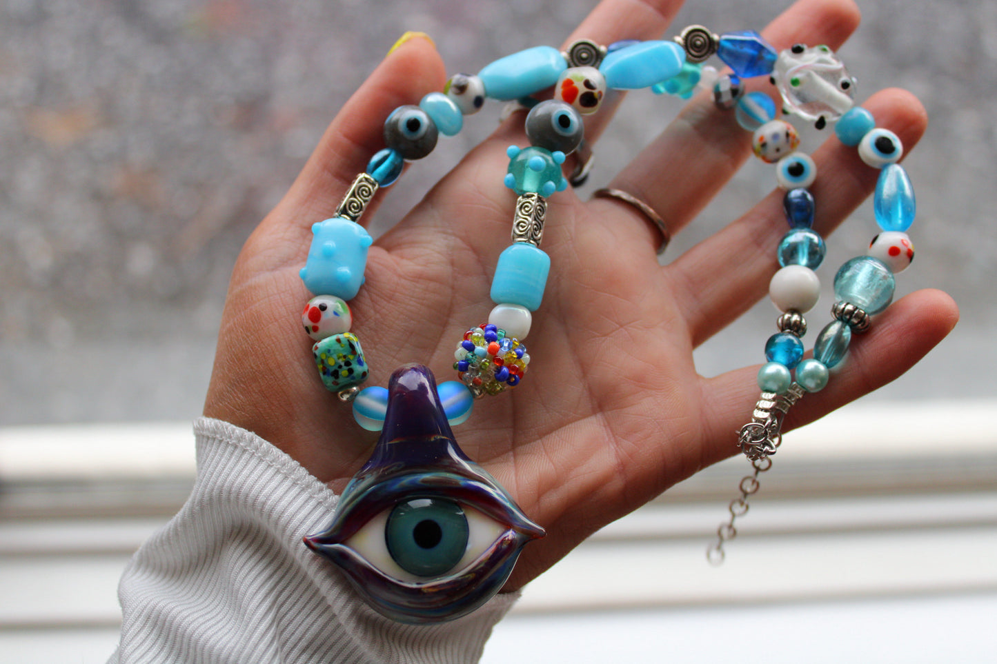 Third Eye Beaded Necklace 18-21"