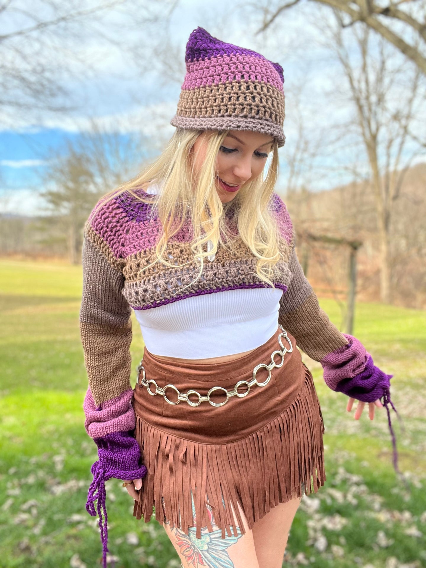 S/L Shrug & Kitten Beanie Set