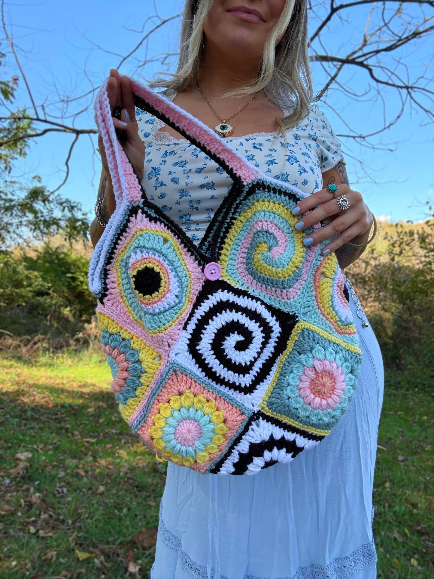 (Lined) Trippy Patchwork Purse