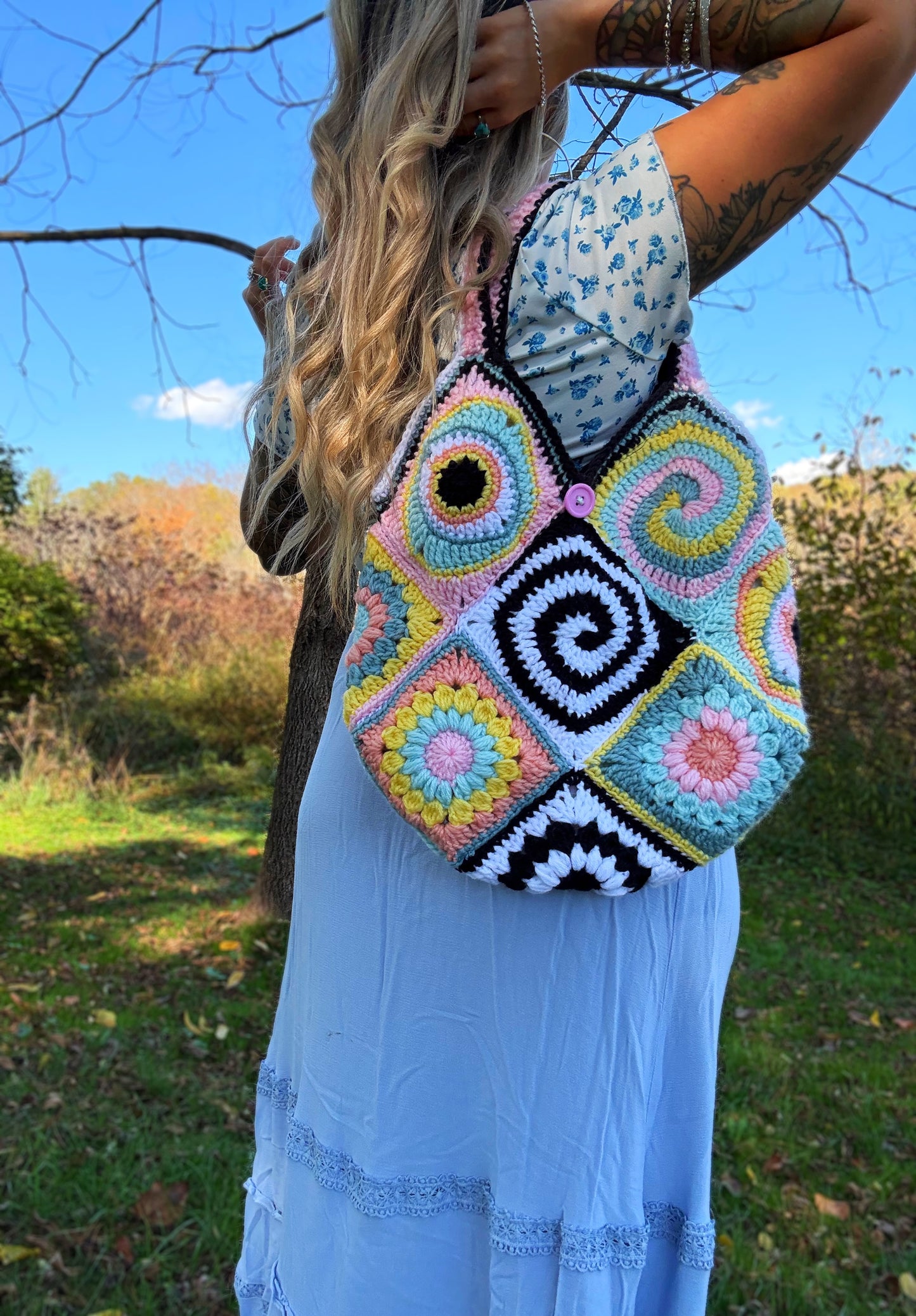 (Lined) Trippy Patchwork Purse