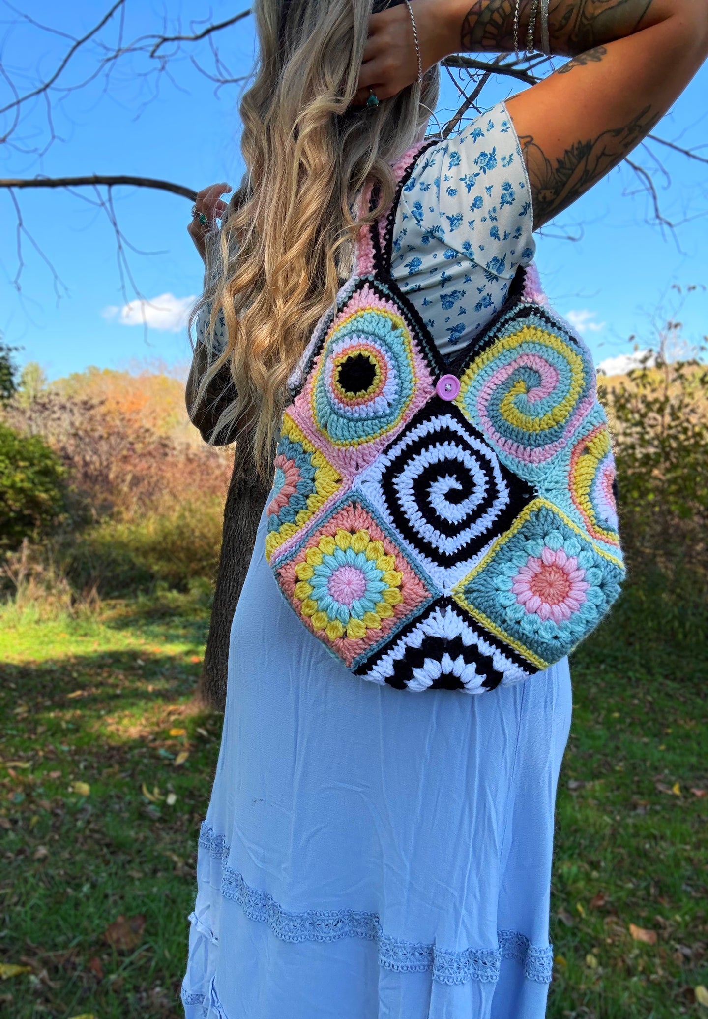 (Lined) Trippy Patchwork Purse