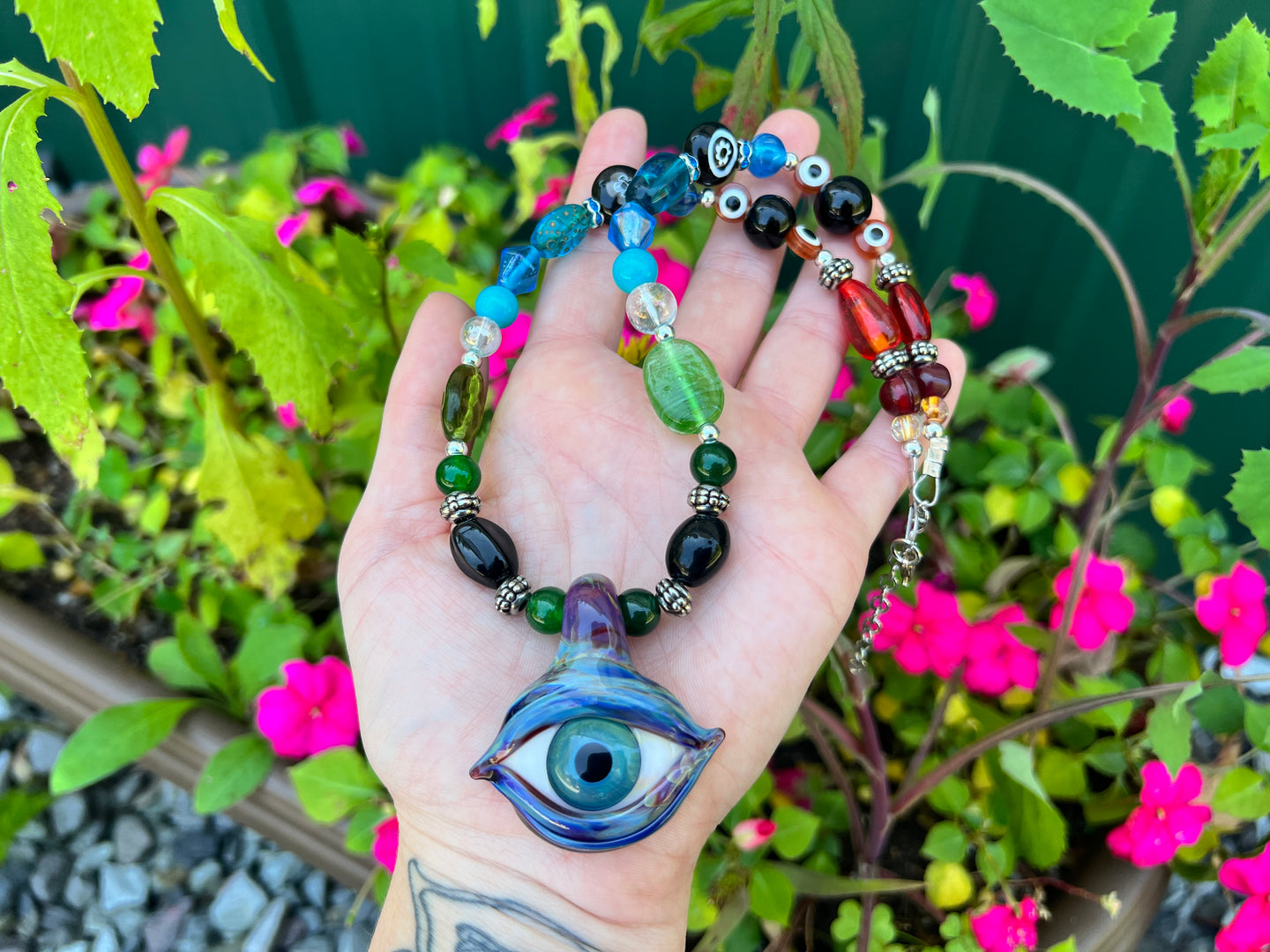 Third Eye Beaded Necklace 18-21”