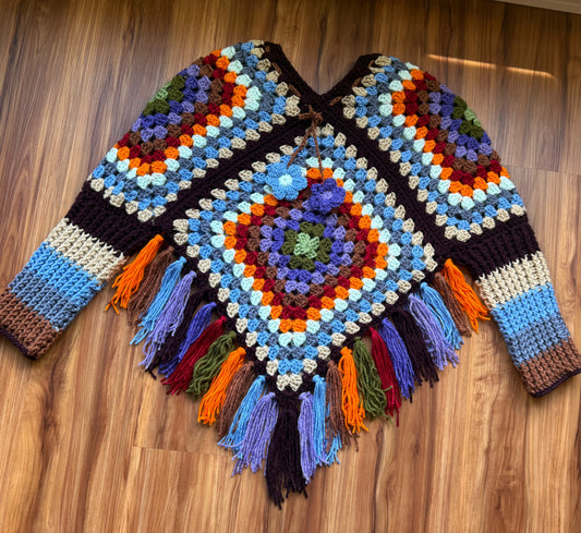 Custom Order Sweater Poncho with Sleeves