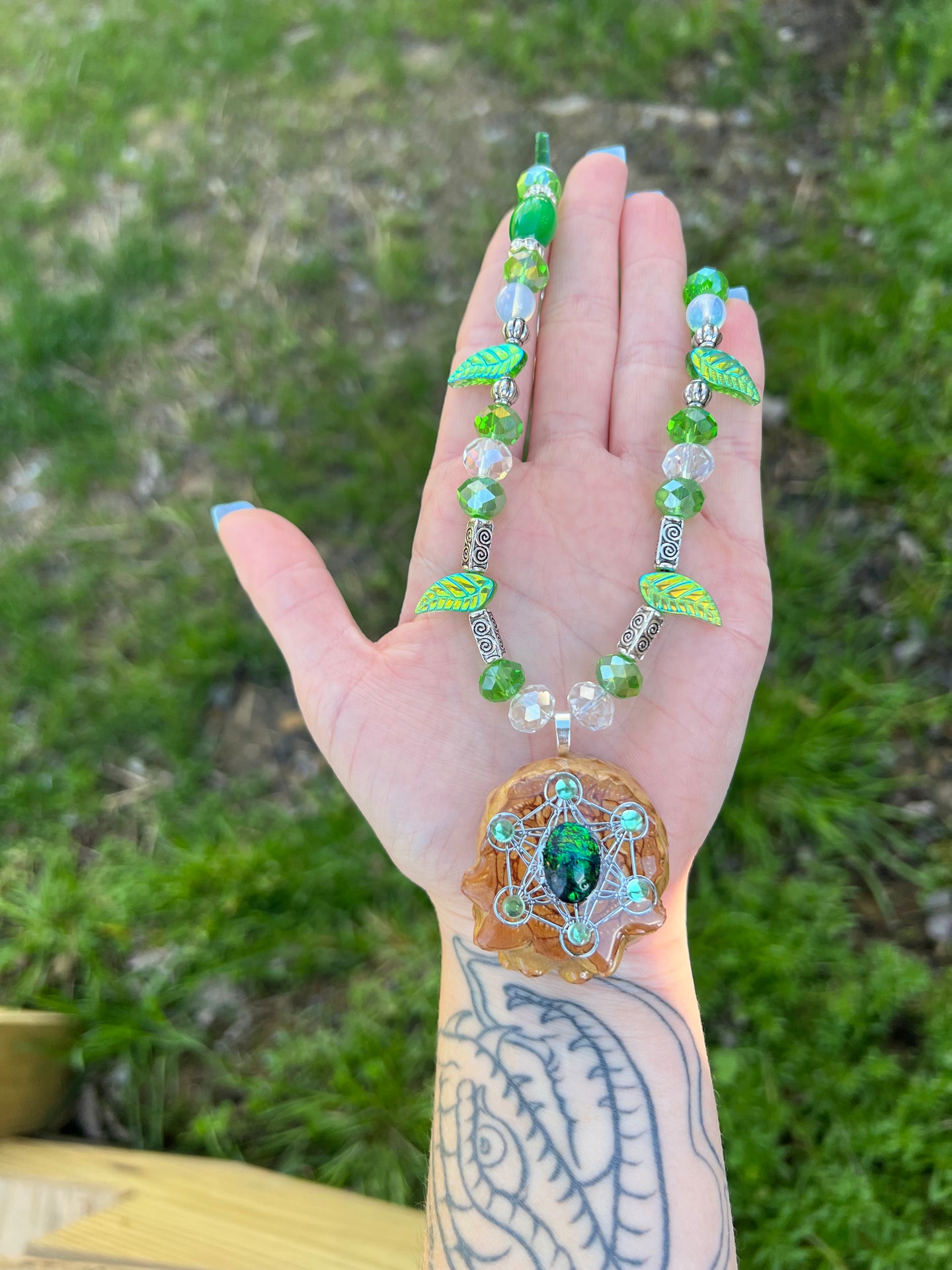 Forest Fairy Beaded Pinecone Pendant