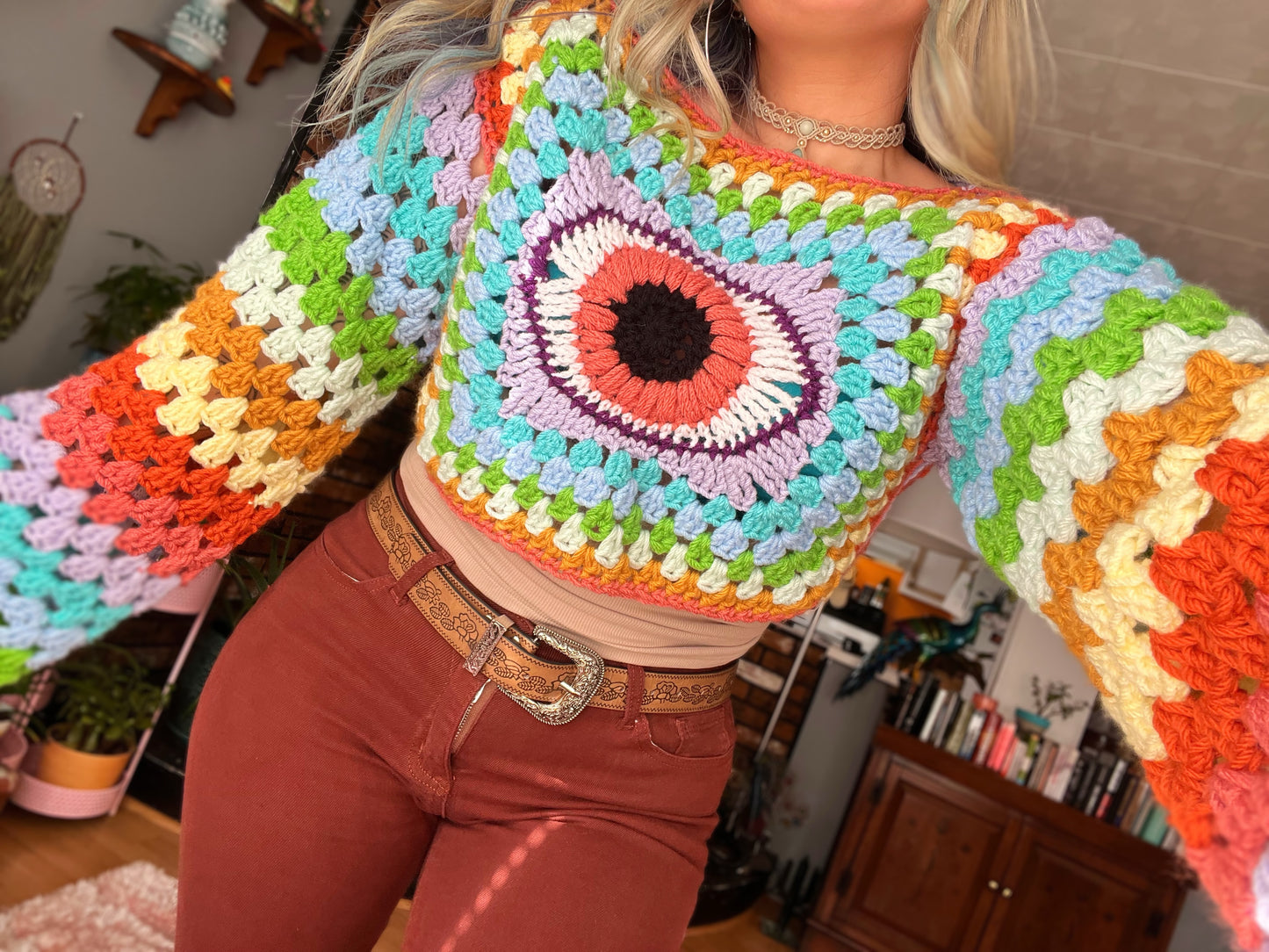 Ultra Cropped Eye Candy Sweater M/L - Reversible