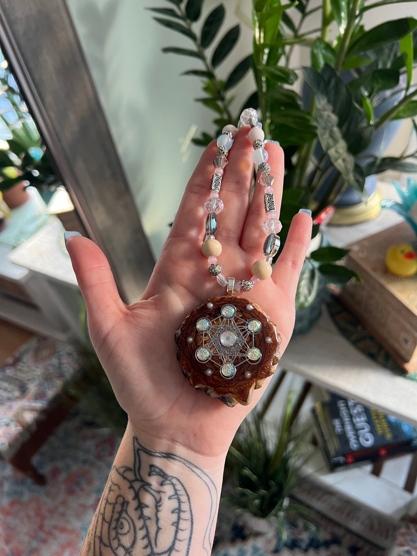 Beaded Pinecone Necklace 22”