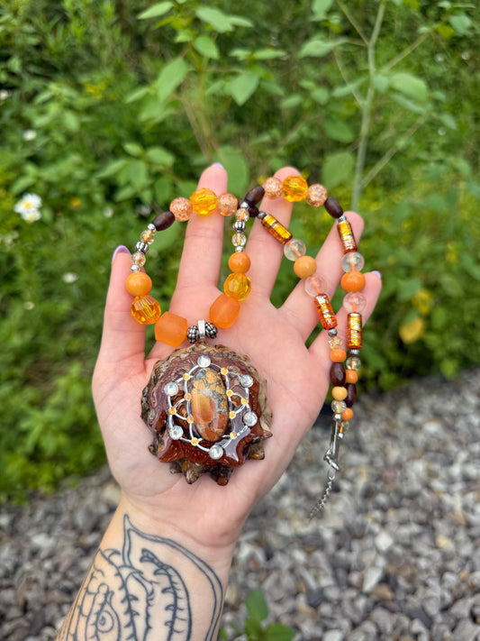 The Tangerine Temple Pinecone Necklace