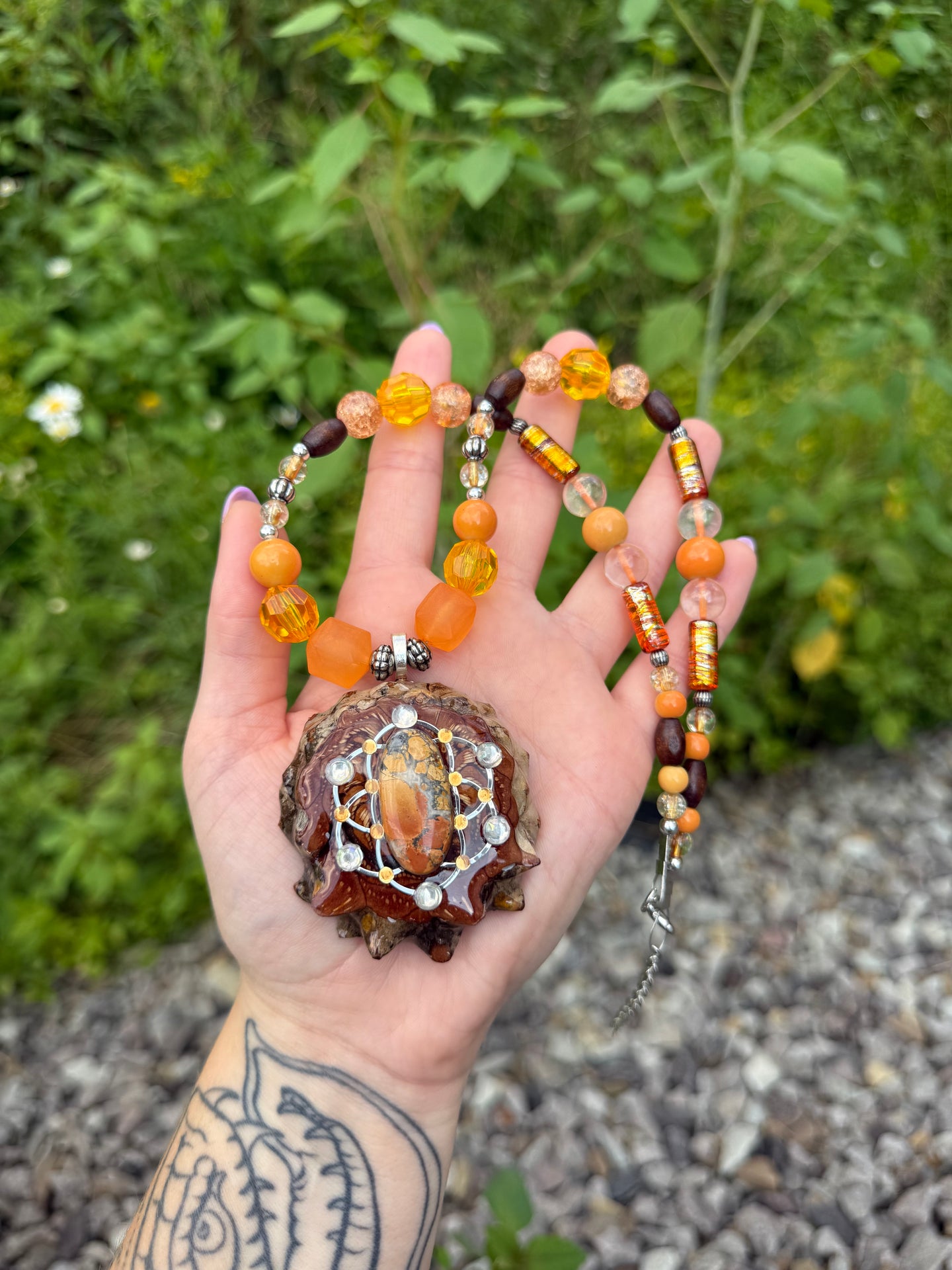 The Tangerine Temple Pinecone Necklace