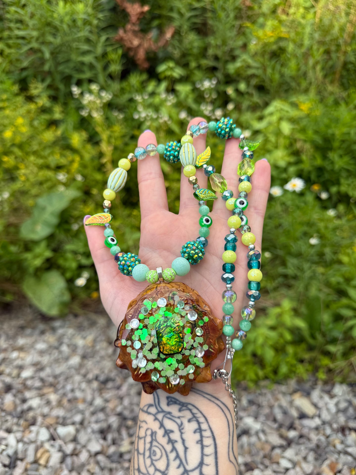 Beaded Pinecone Necklace 24-26”