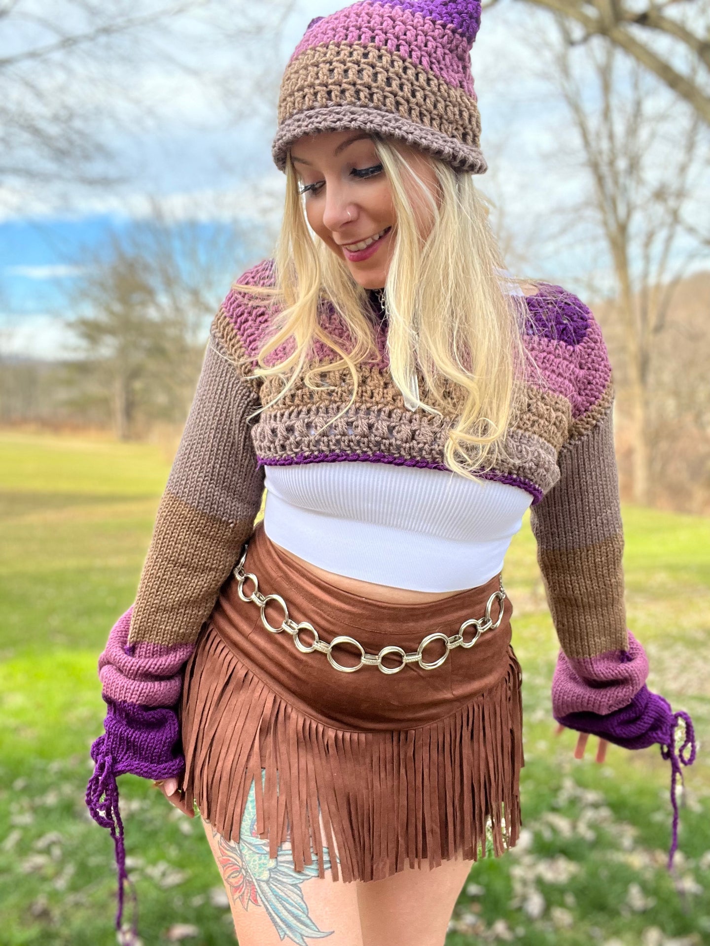 S/L Shrug & Kitten Beanie Set