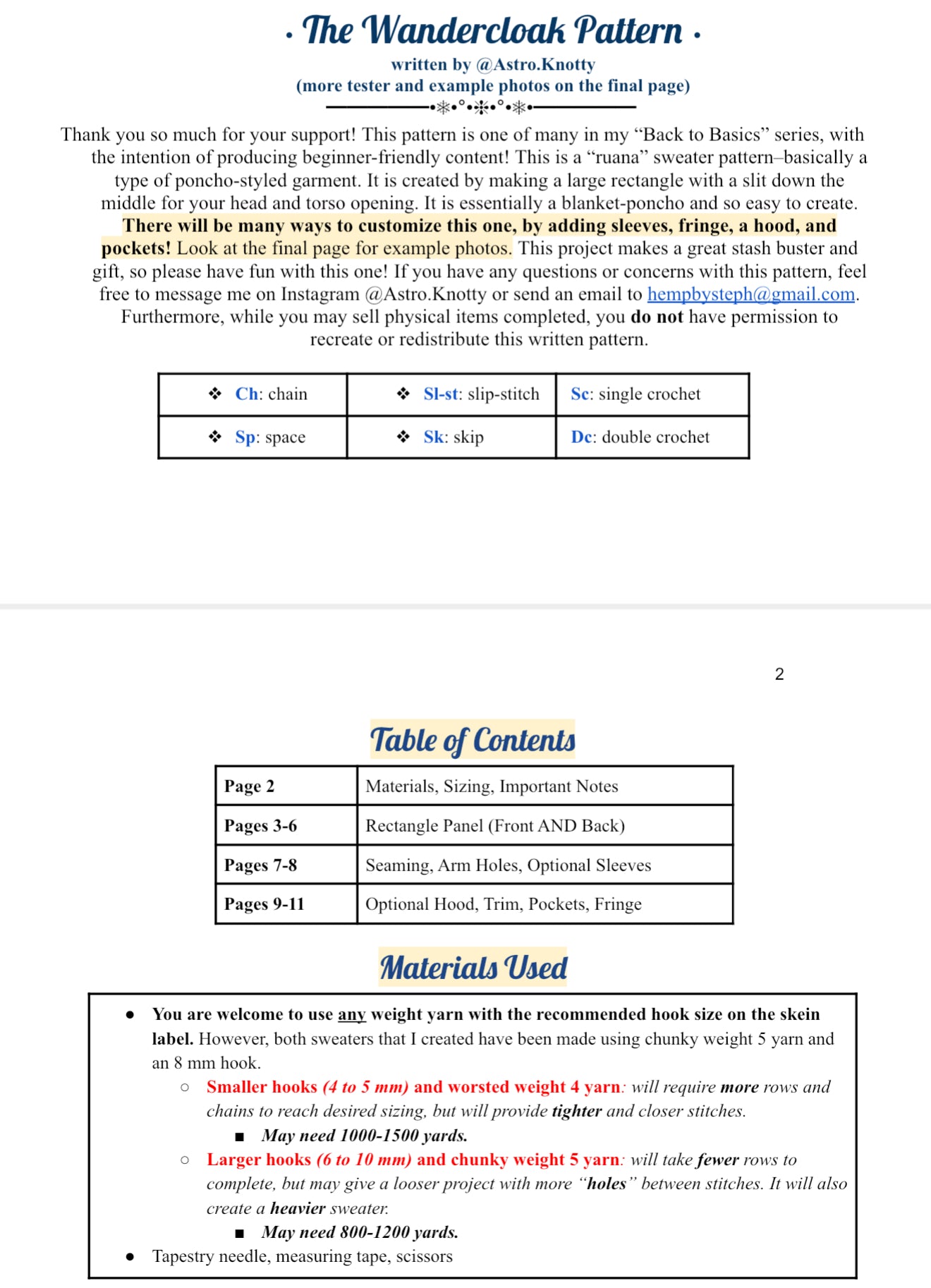 The Wandercloak Pattern