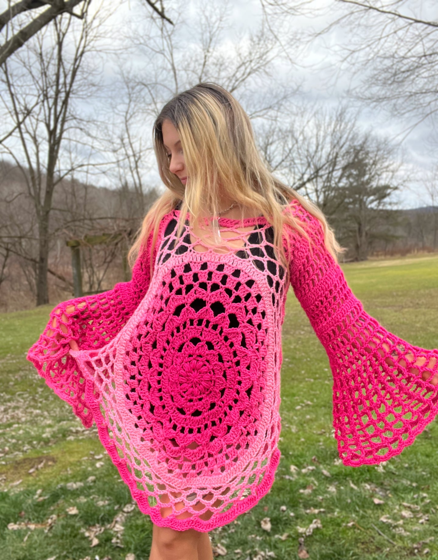 M/L Mandala Dress - Bell Sleeves