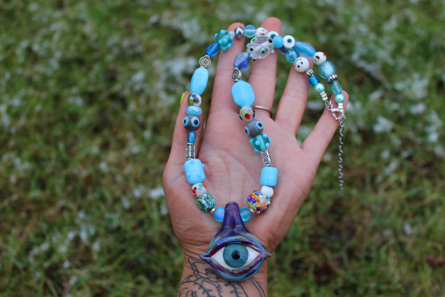 Third Eye Beaded Necklace 18-21"