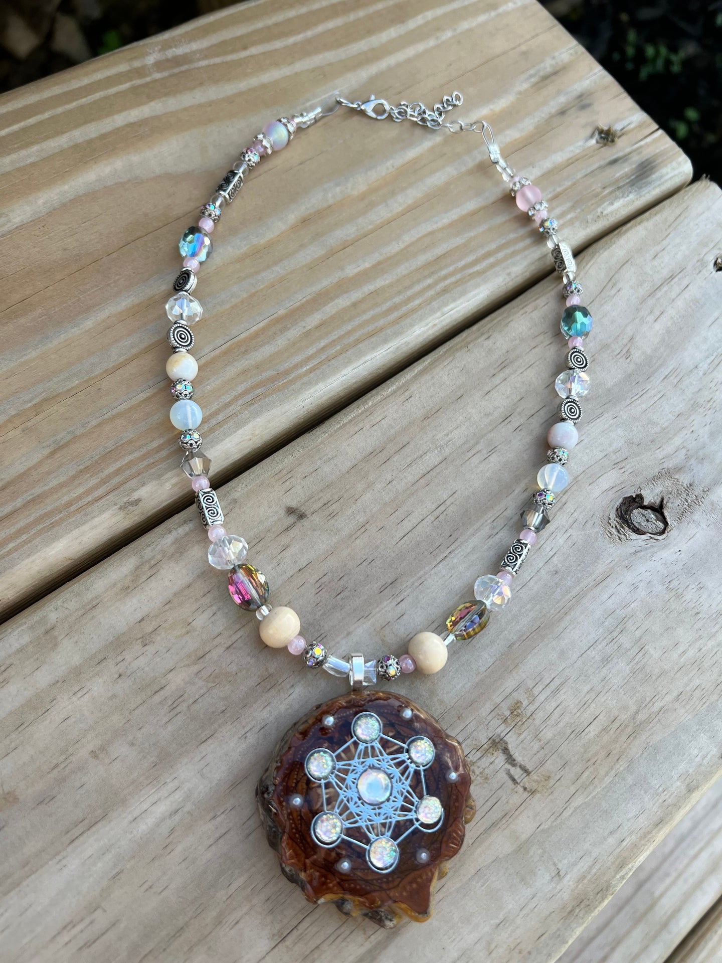 Beaded Pinecone Necklace 22”