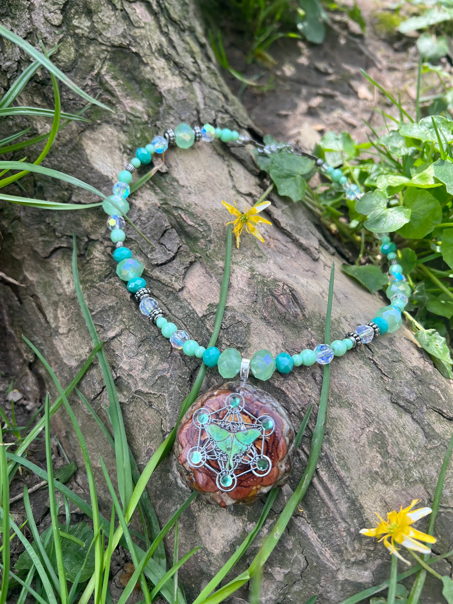 Luna Moth Pinecone Necklace