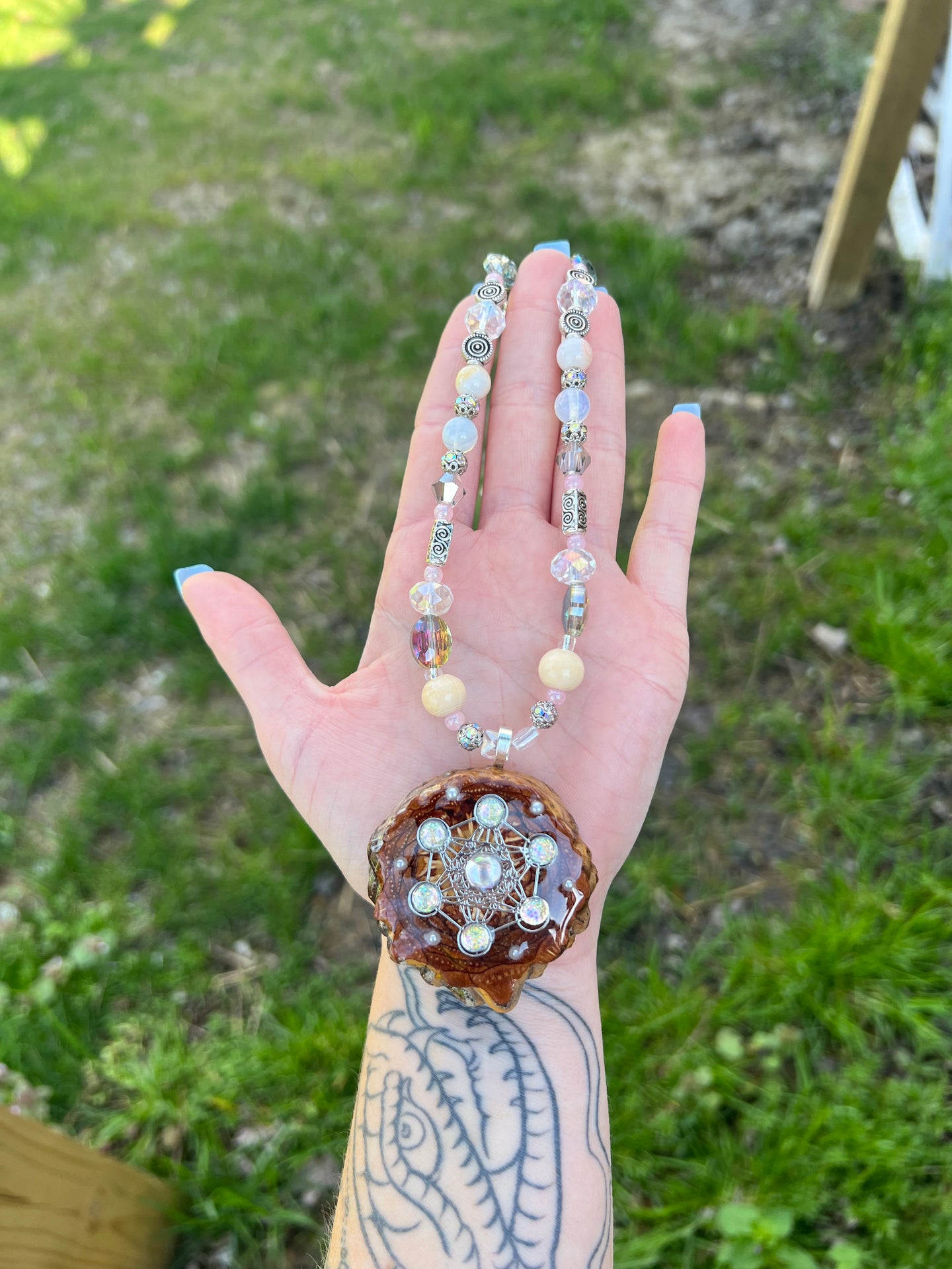 Beaded Pinecone Necklace 22”