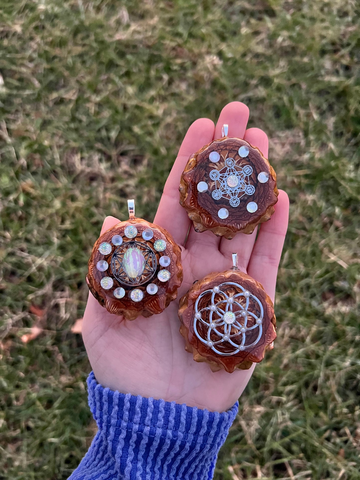 Geometric Pinecone Pendants