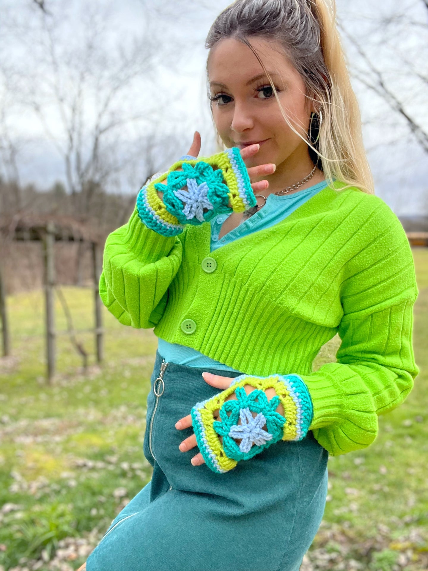 Flower of Life Fingerless Texting Gloves