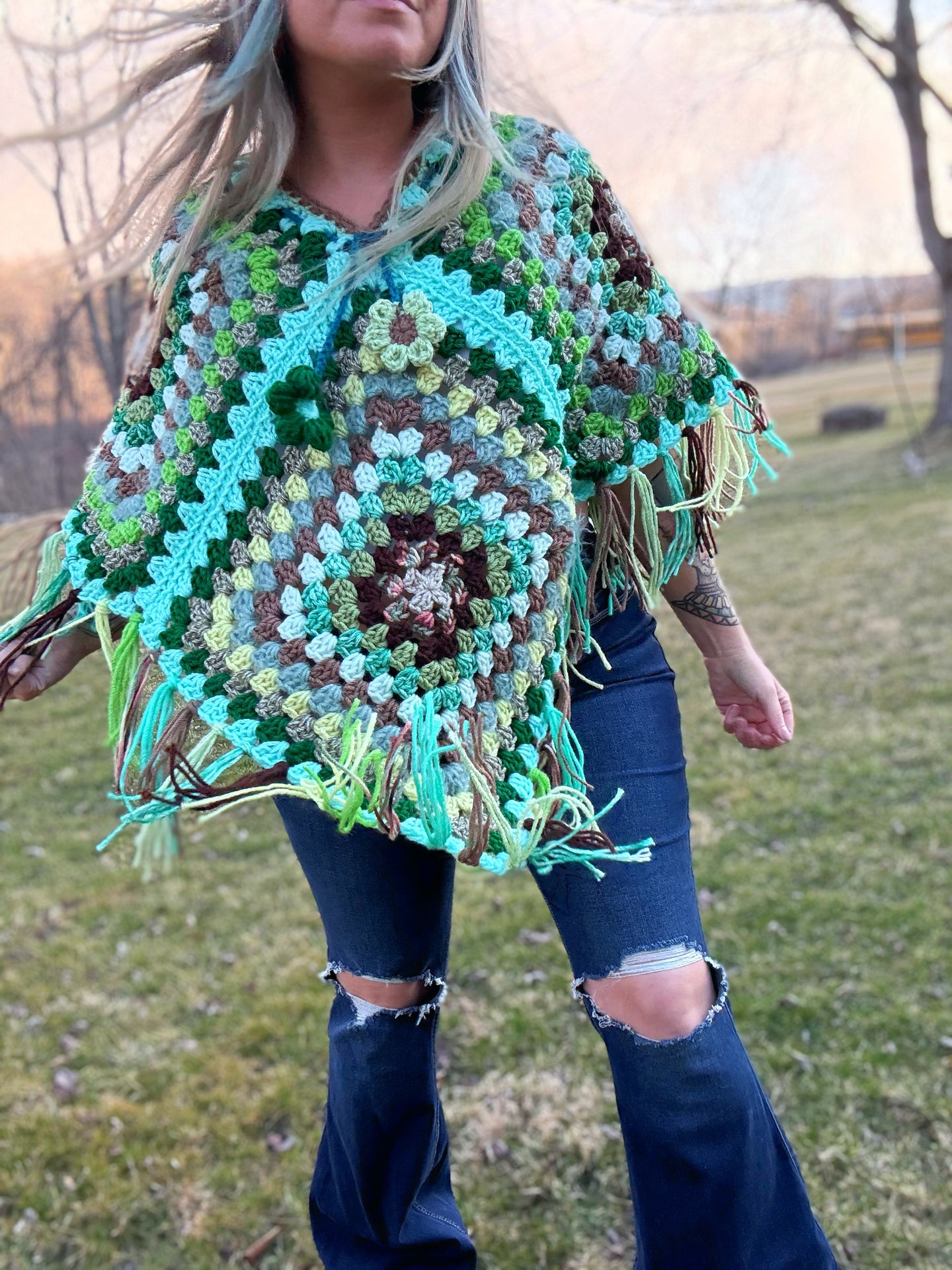 Granny Square Poncho Pattern