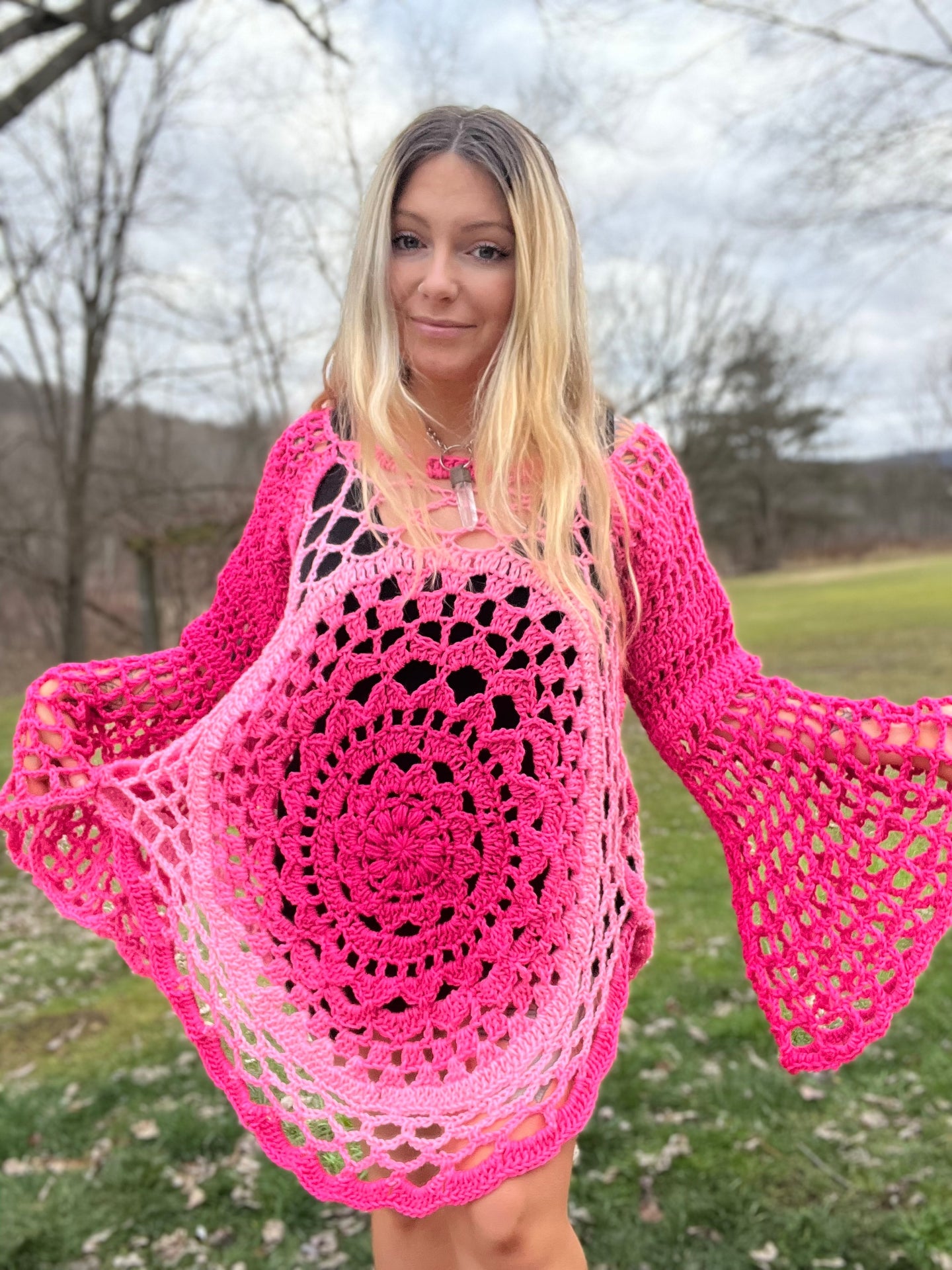 M/L Mandala Dress - Bell Sleeves