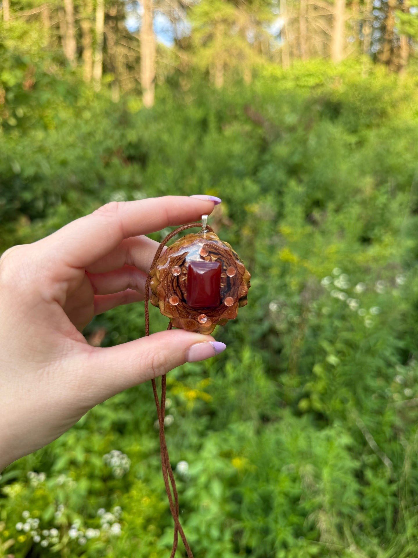Gemstone Pinecone Pendant