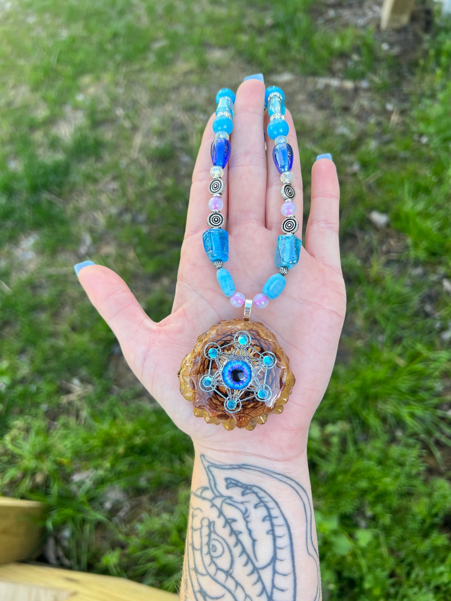 Third Eye Beaded Pinecone Necklace 22-25”